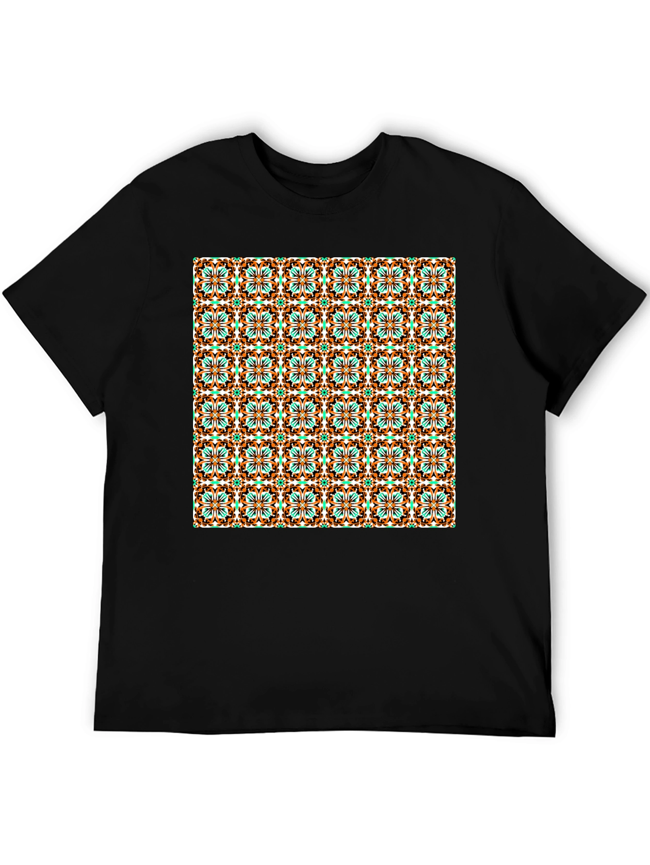 Patterned Graphic Print Black T-Shirt