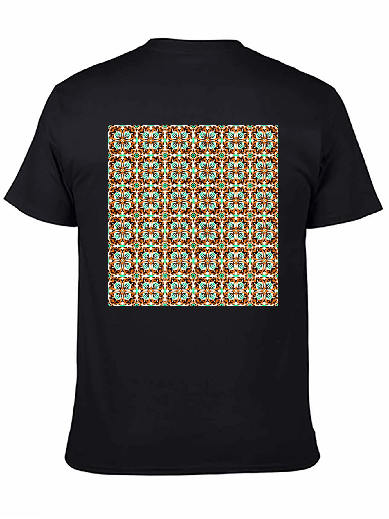 Patterned Graphic Print Black T-Shirt