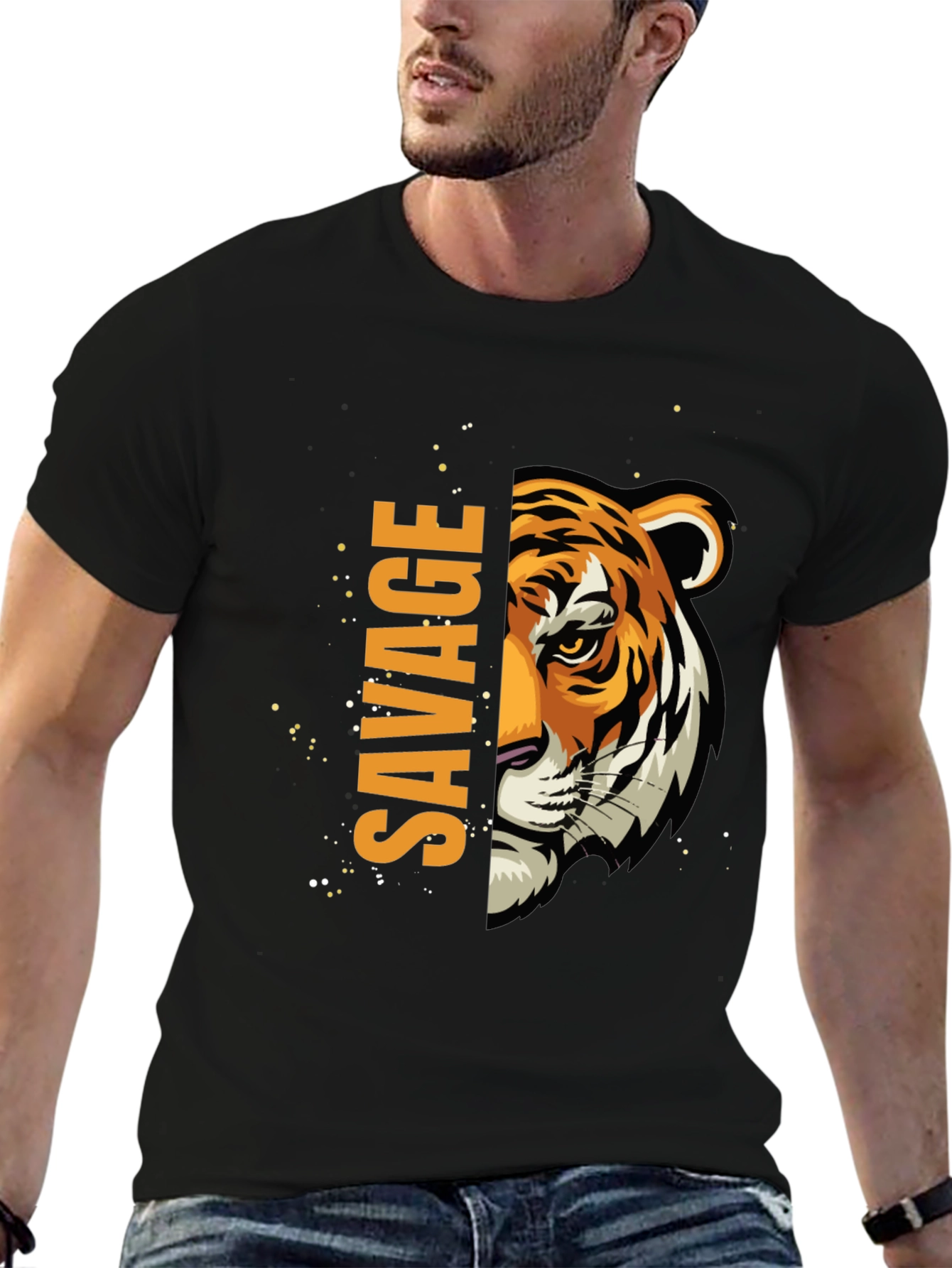 Savage Tiger Graphic Black T-Shirt