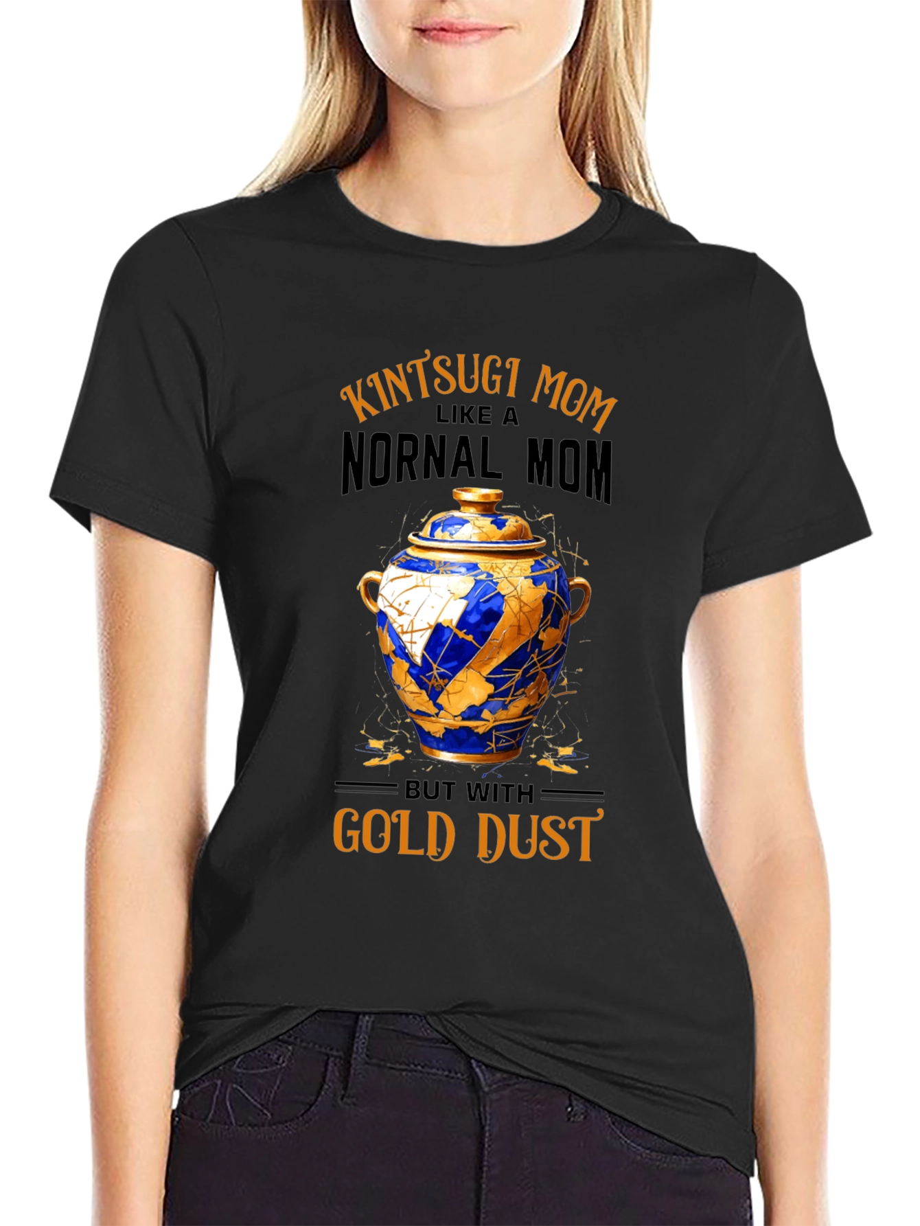 Kintsugi Mom T-Shirt - Gold Dust Design