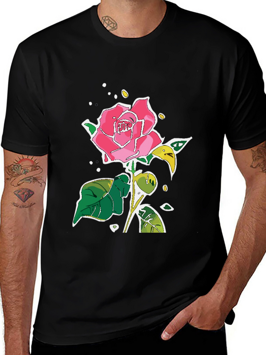 Black Rose Graphic Tee - Unique Floral Design