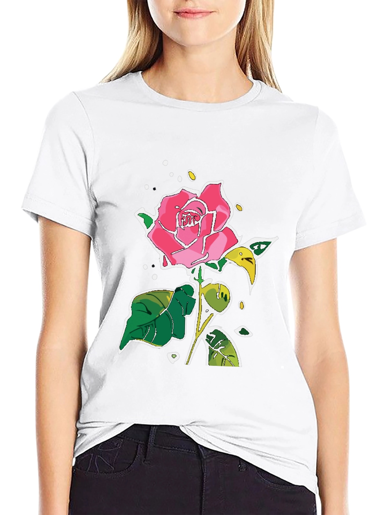 Black Rose Graphic Tee - Unique Floral Design