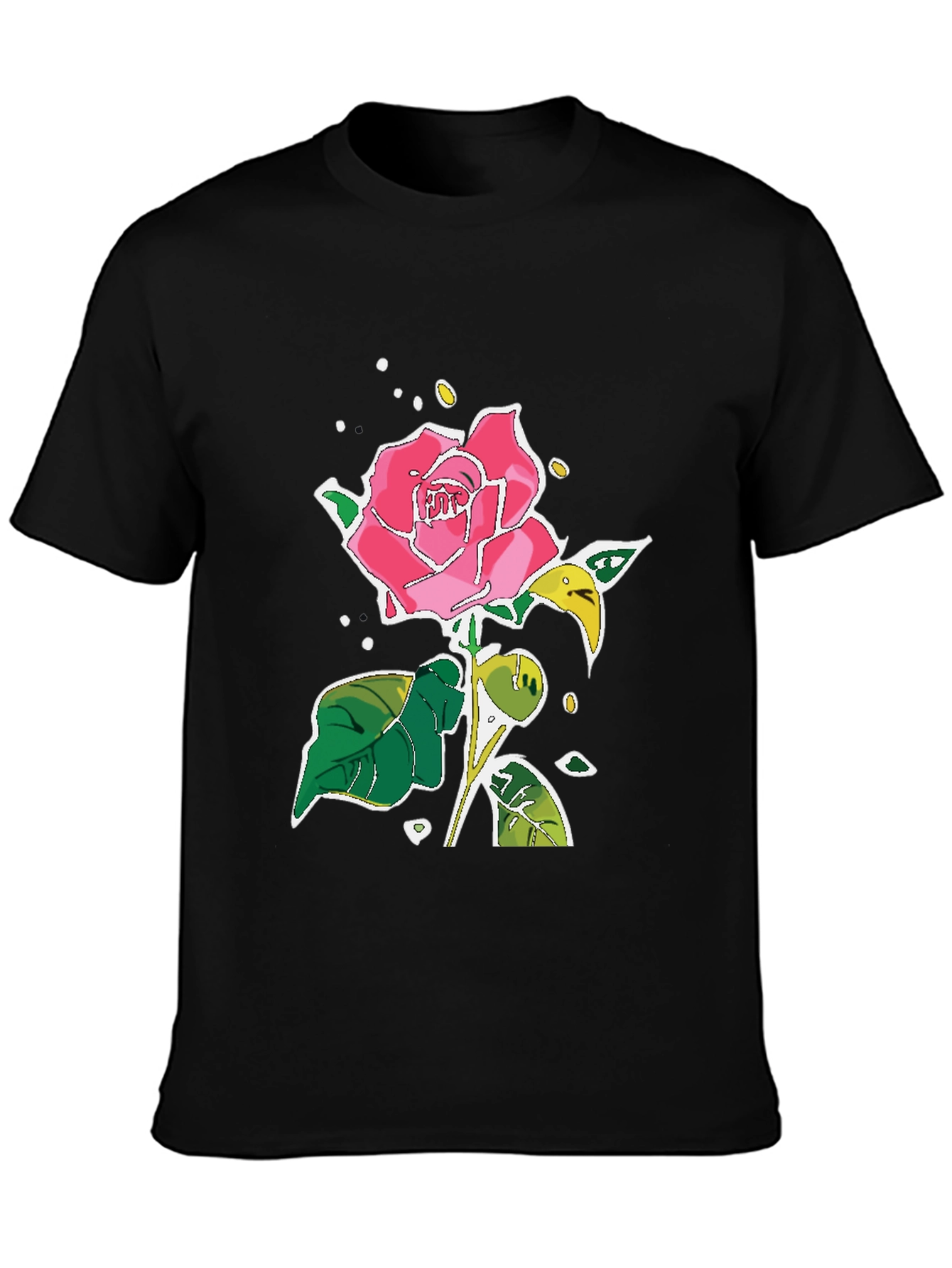 Black Rose Graphic Tee - Unique Floral Design
