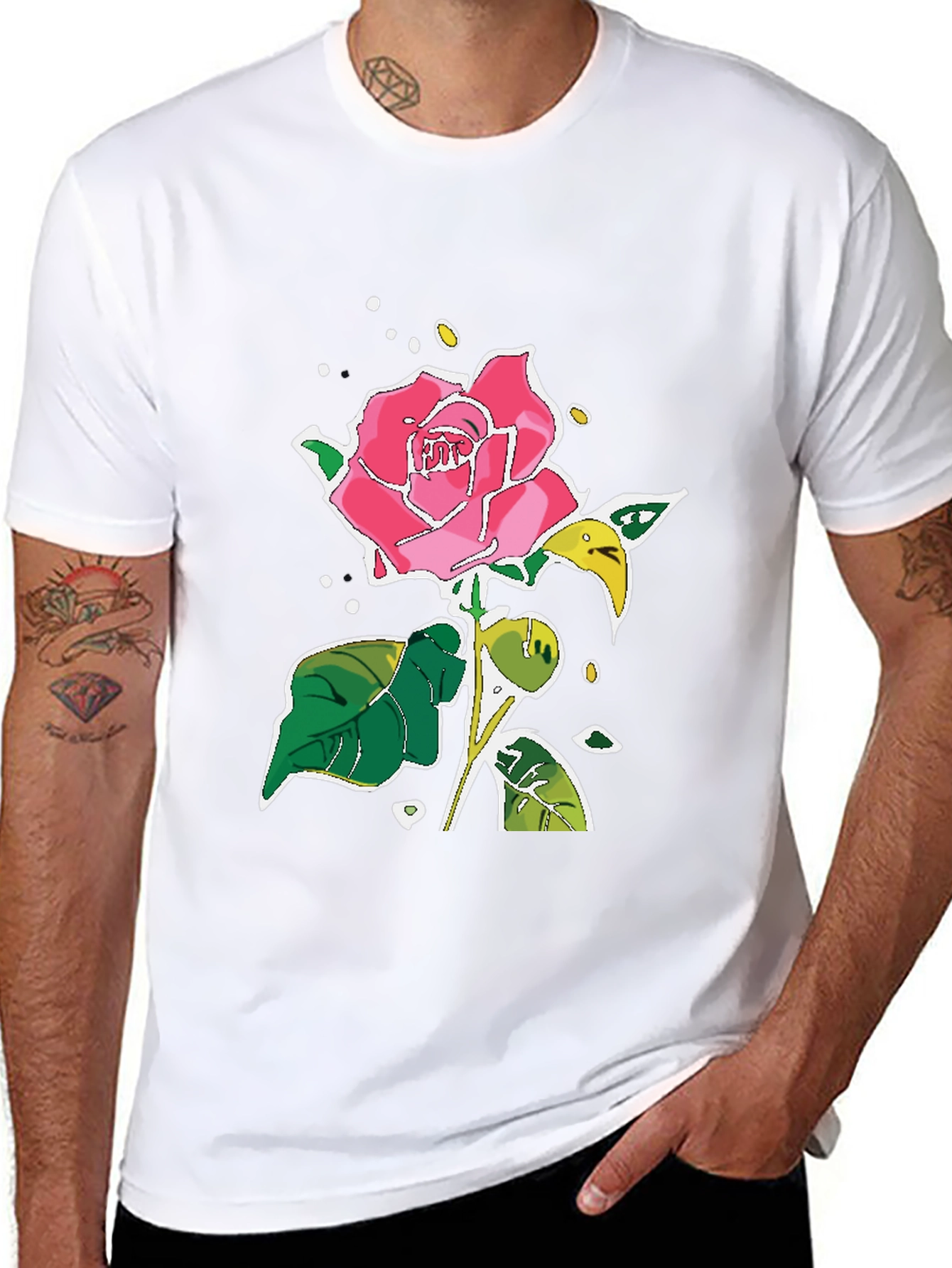Black Rose Graphic Tee - Unique Floral Design