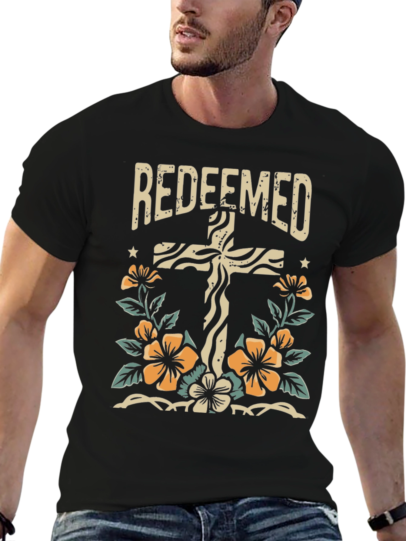 Redeemed Cross Floral Graphic Tee