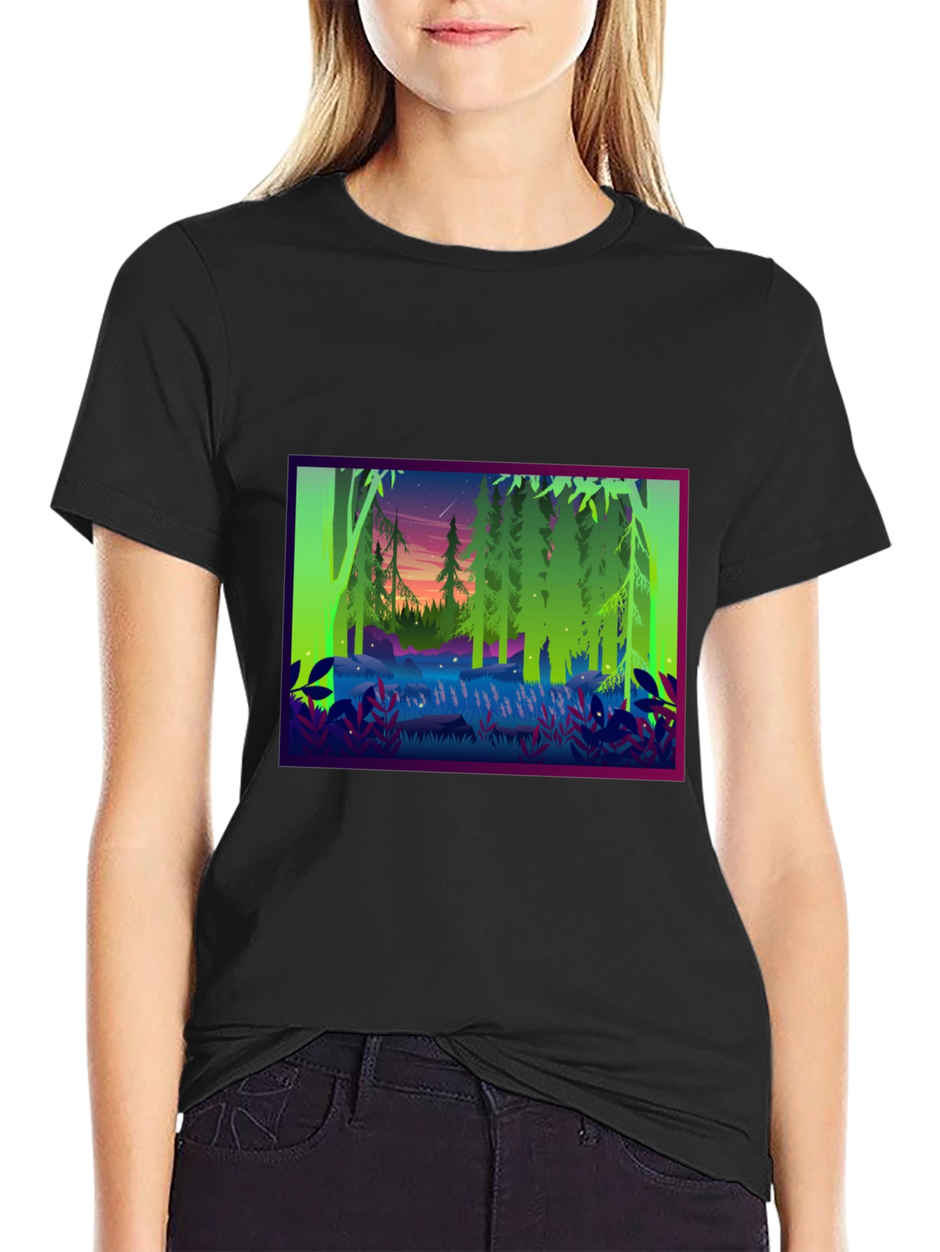 Forest Scene Black T-Shirt