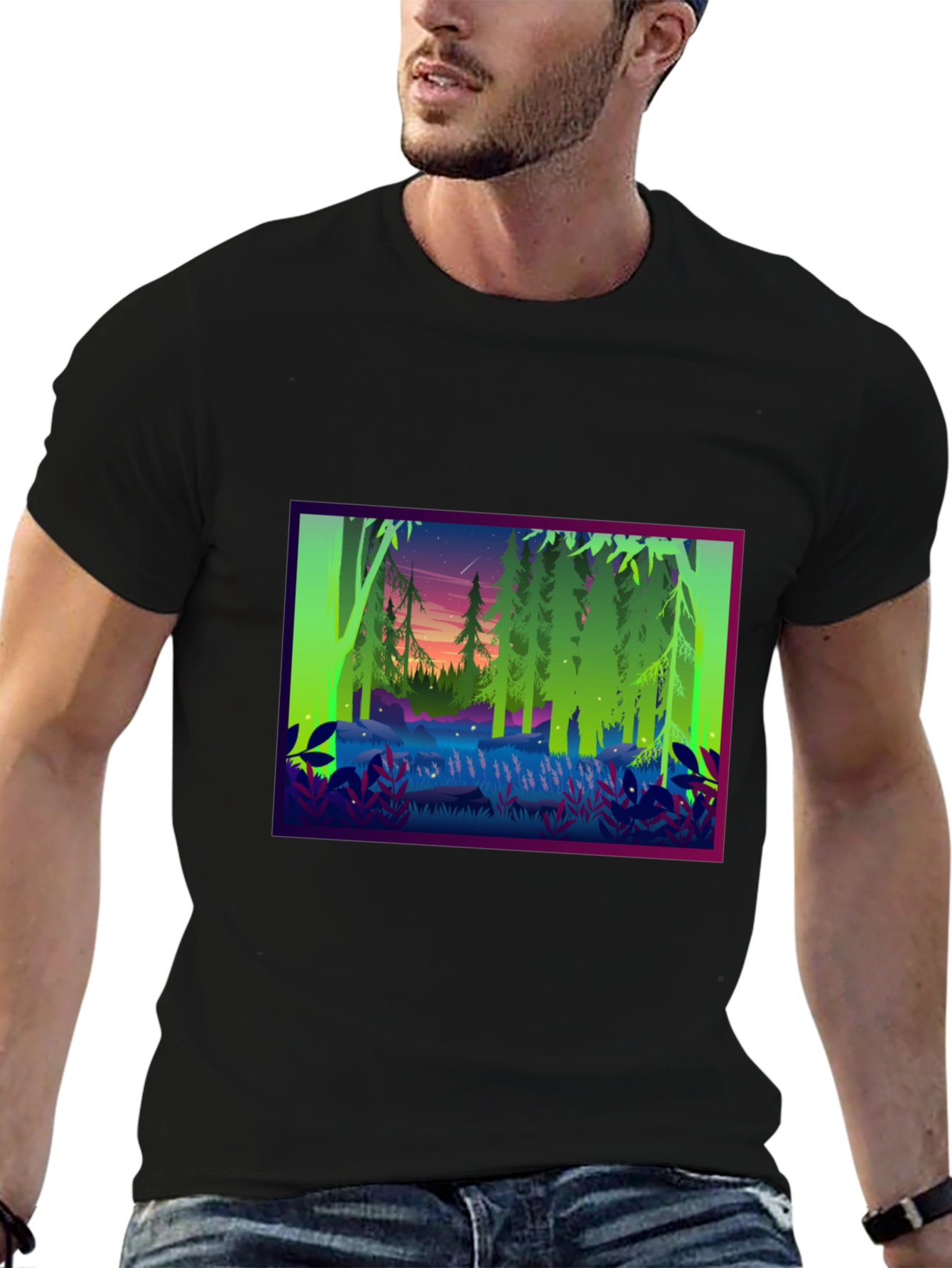Forest Scene Black T-Shirt