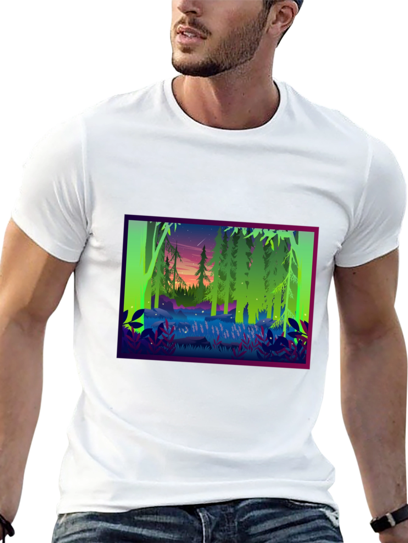 Forest Scene Black T-Shirt