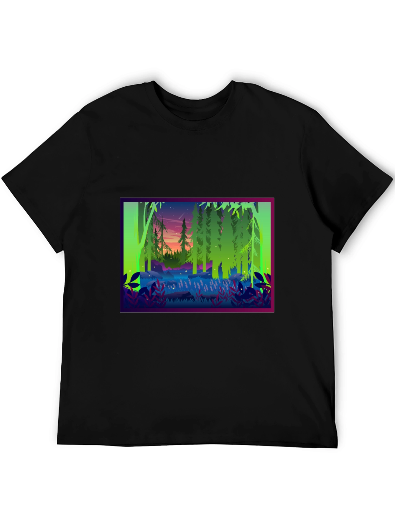 Forest Scene Black T-Shirt