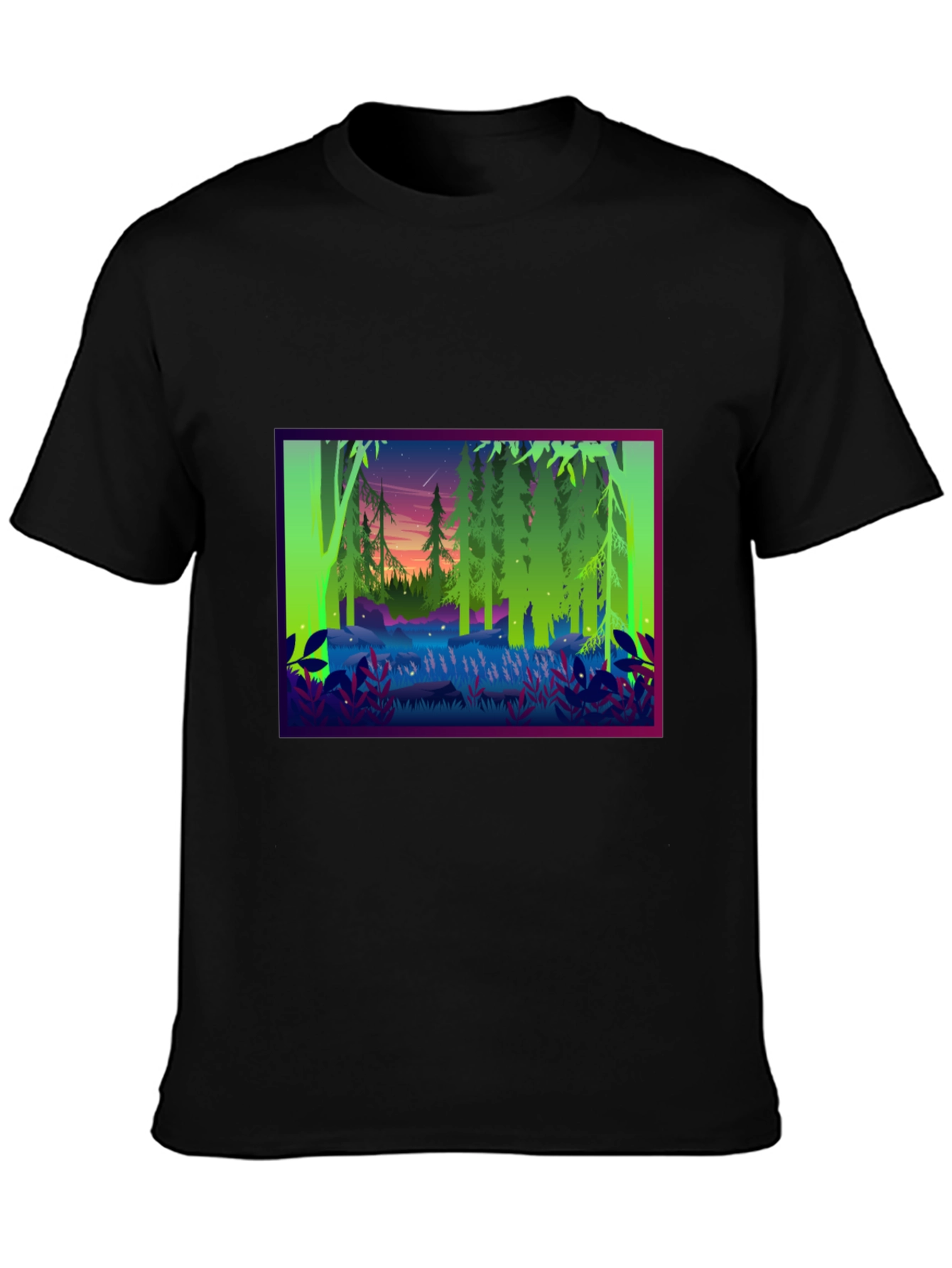 Forest Scene Black T-Shirt