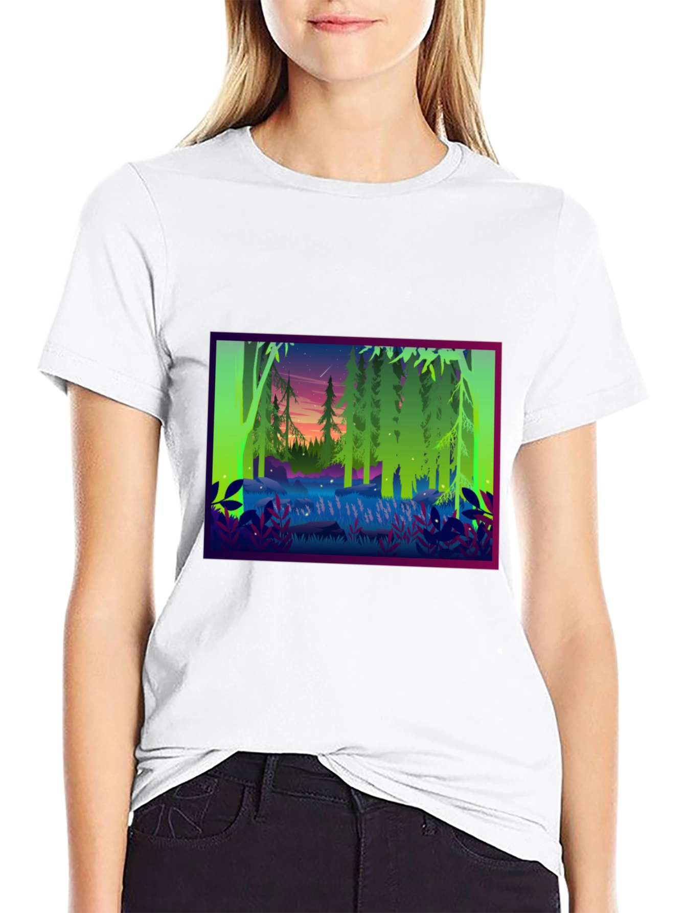 Forest Scene Black T-Shirt