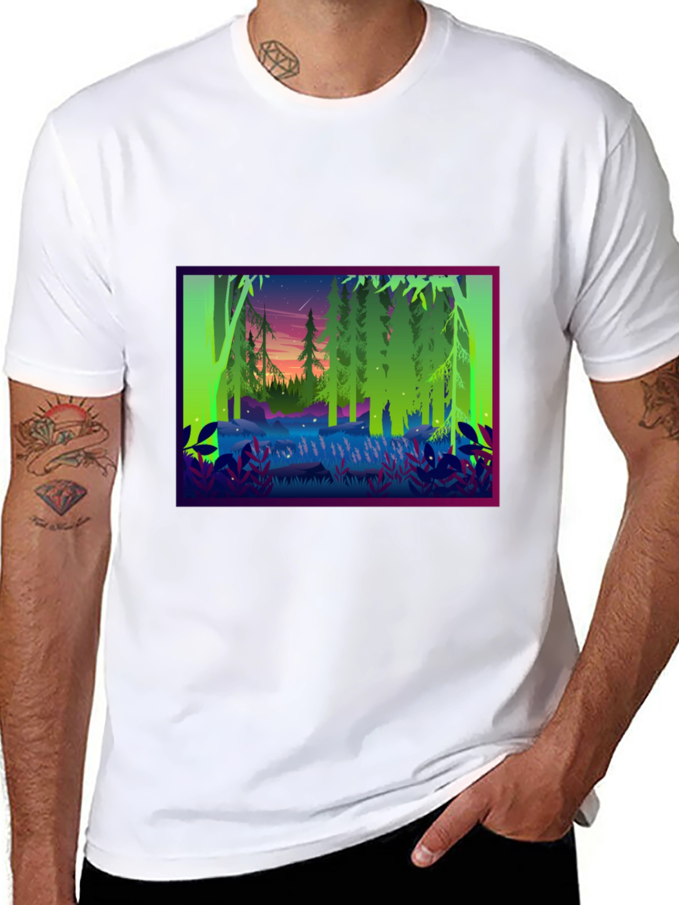 Forest Scene Black T-Shirt