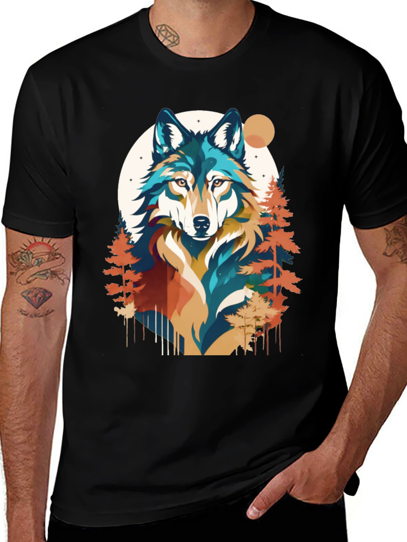 Wolf Graphic Tee - Nature Inspired Black T-Shirt