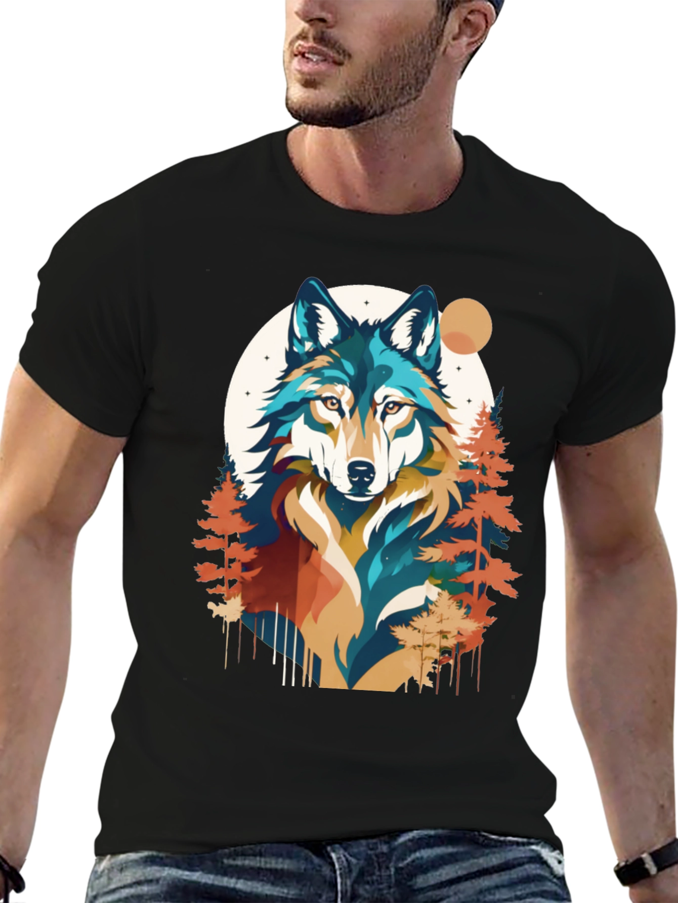Wolf Graphic Tee - Nature Inspired Black T-Shirt