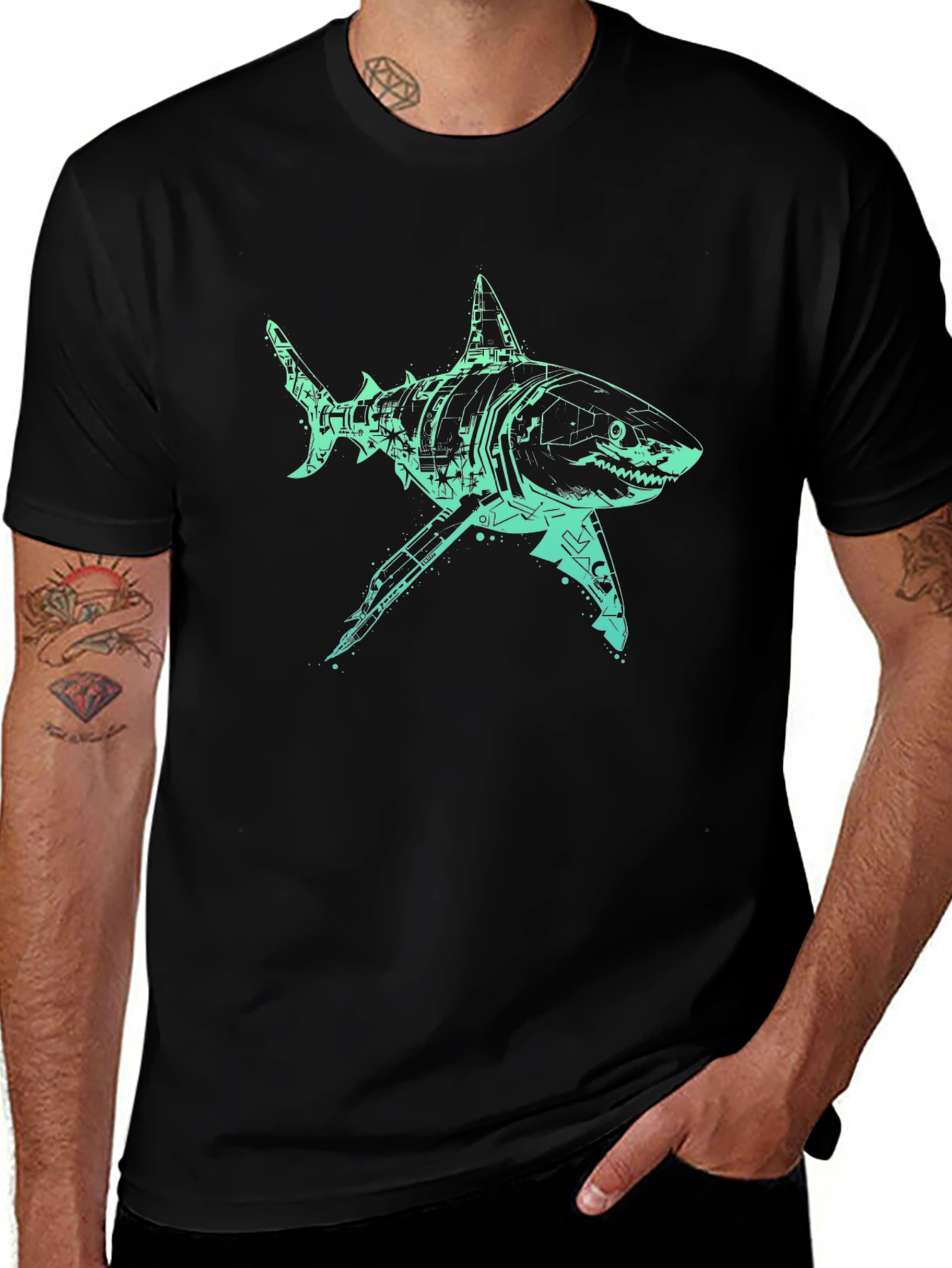 Tech Shark Graphic Tee - Mens Black T-Shirt