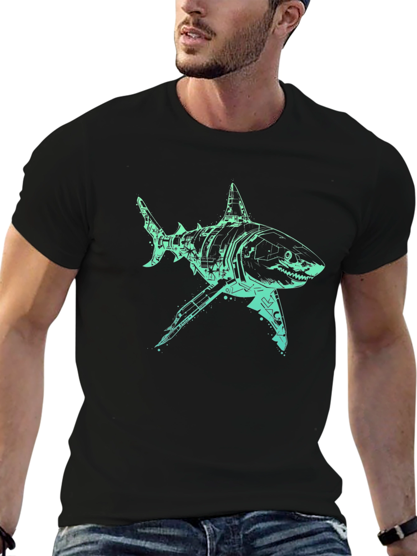 Tech Shark Graphic Tee - Mens Black T-Shirt