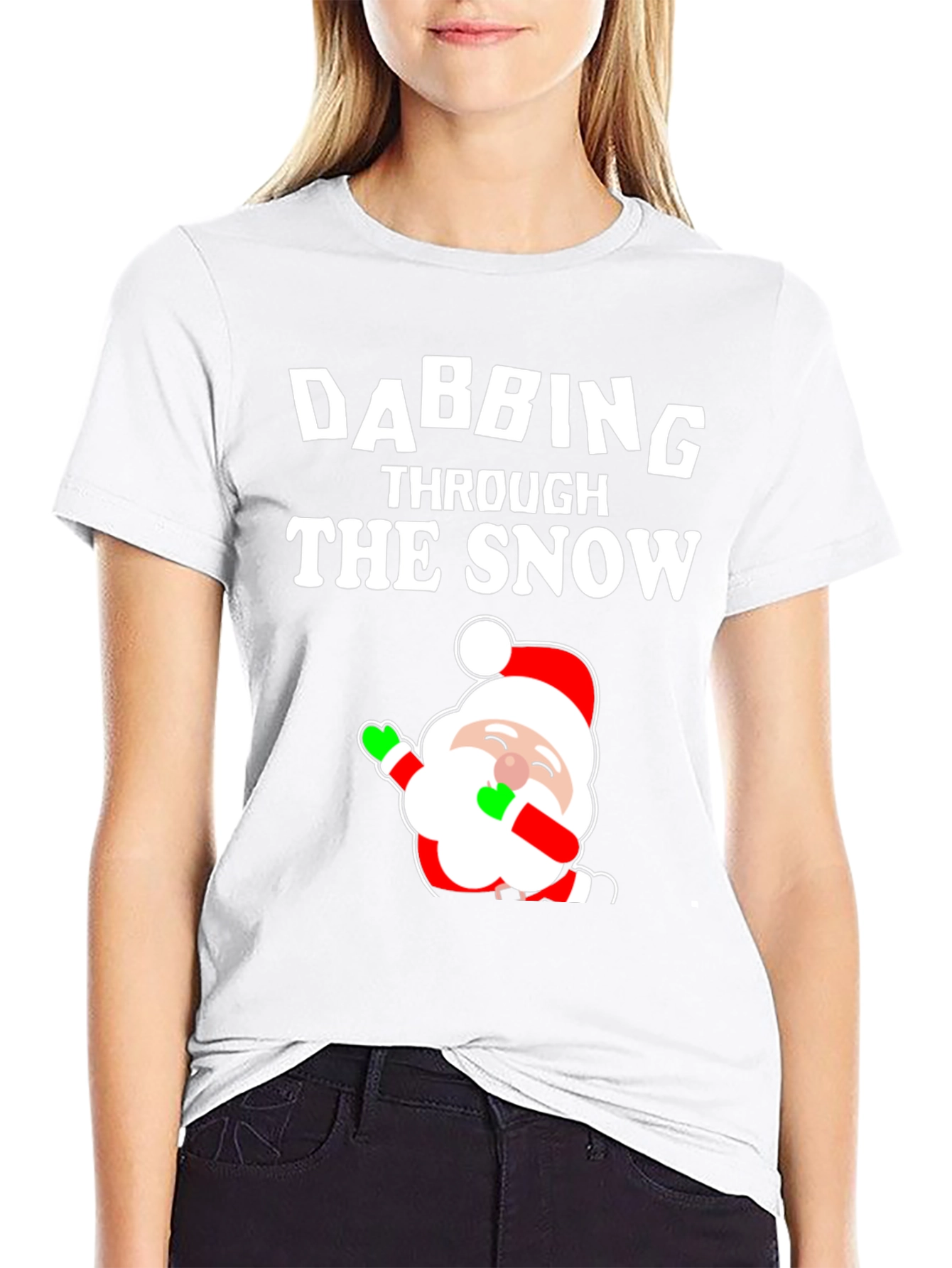 Dabbing Santa Through the Snow Graphic Tee