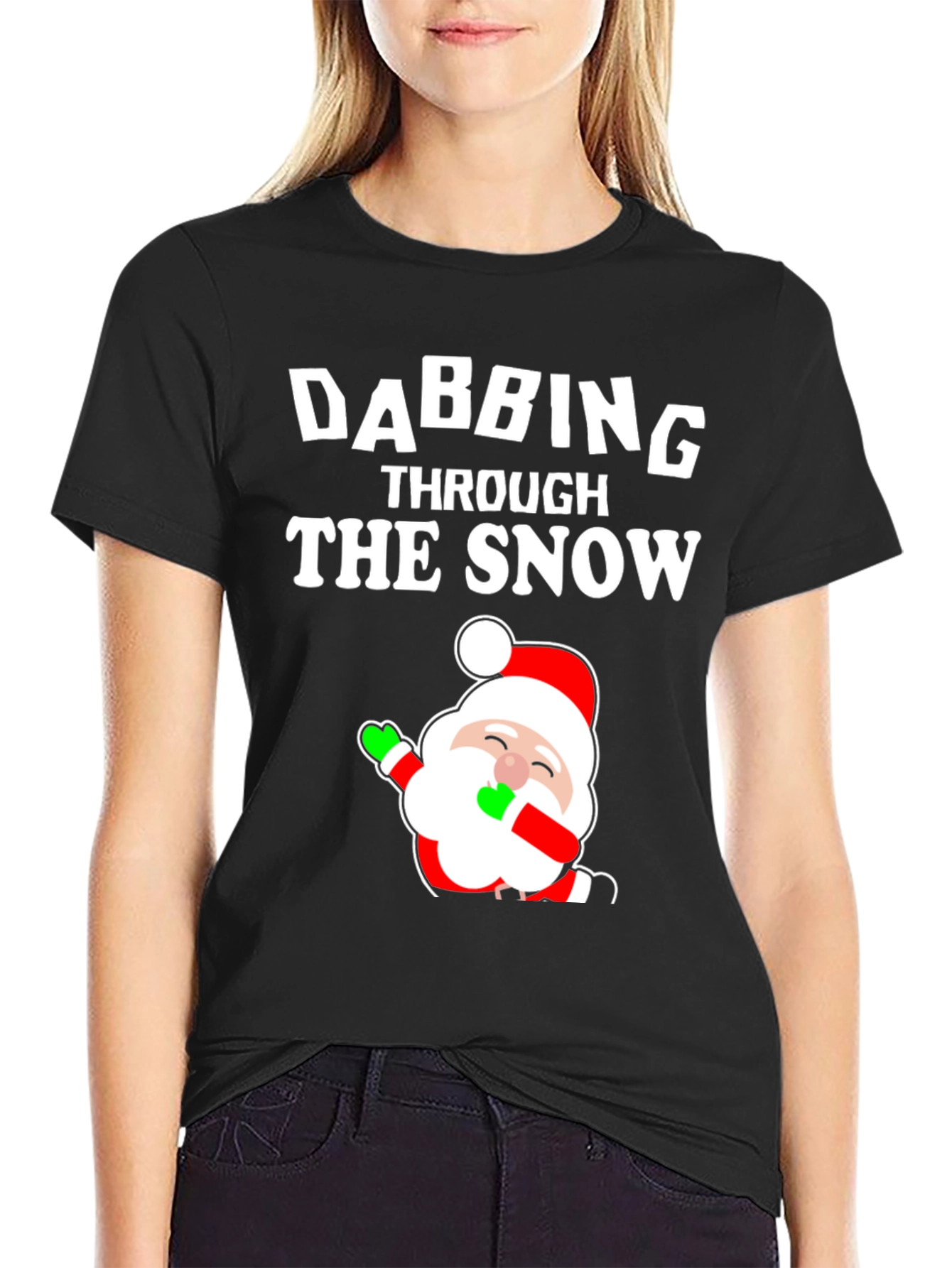 Dabbing Santa Through the Snow Graphic Tee