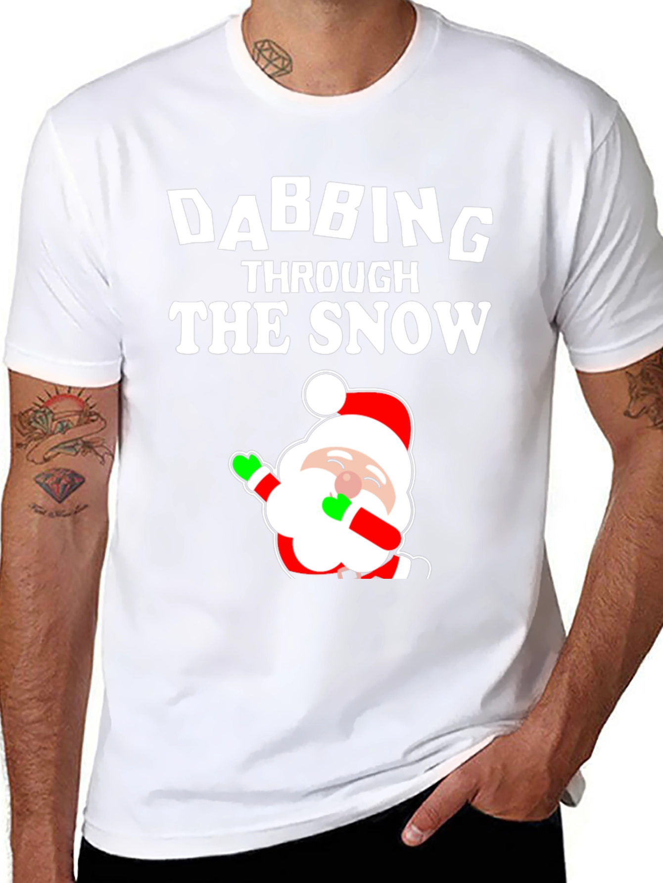 Dabbing Santa Through the Snow Graphic Tee