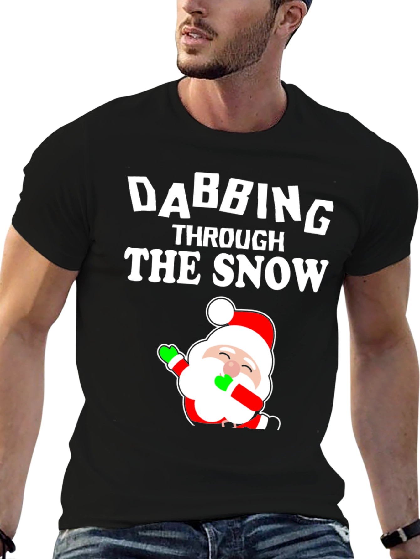 Dabbing Santa Through the Snow Graphic Tee