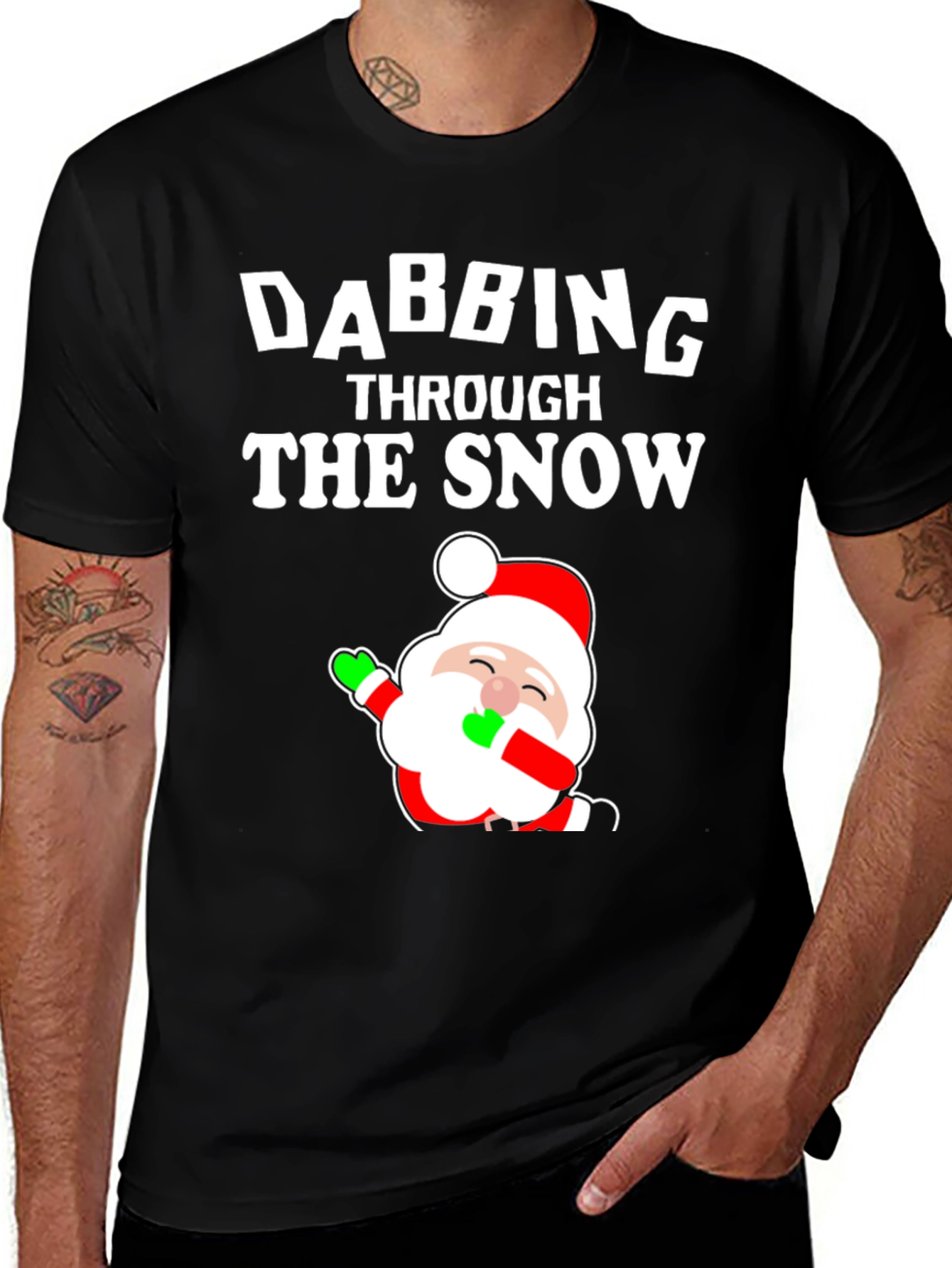 Dabbing Santa Through the Snow Graphic Tee