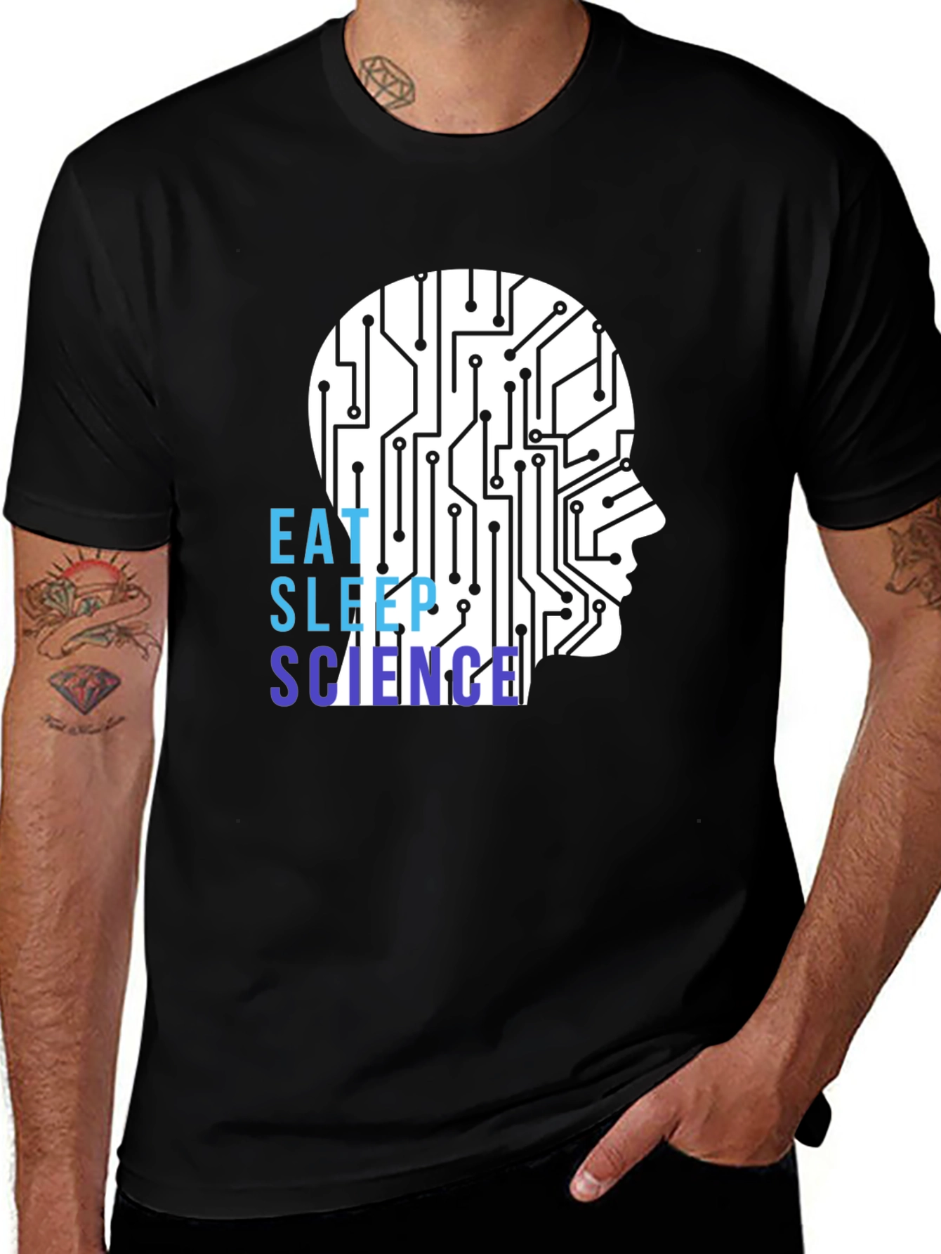 Eat Sleep Science Circuit Brain T-Shirt