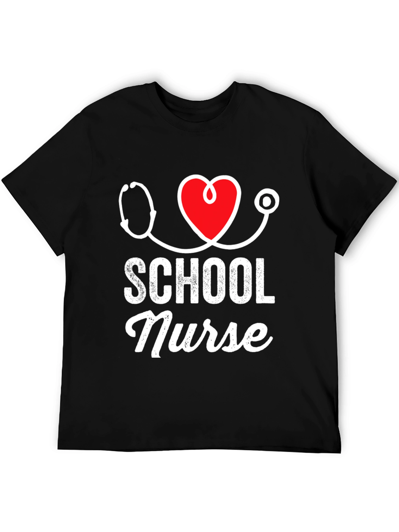 School Nurse T-Shirt - Stethoscope Heart Design