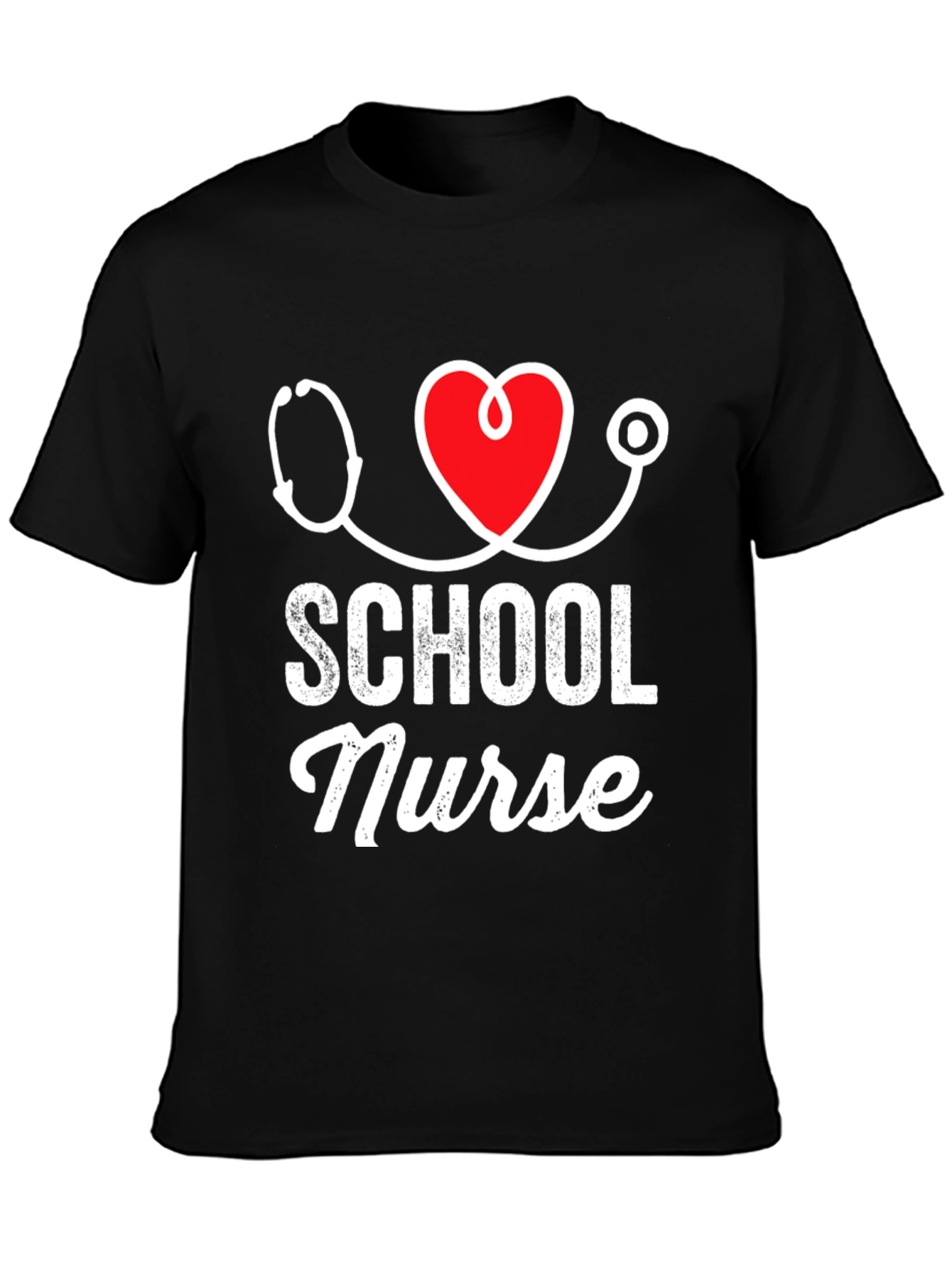 School Nurse T-Shirt - Stethoscope Heart Design