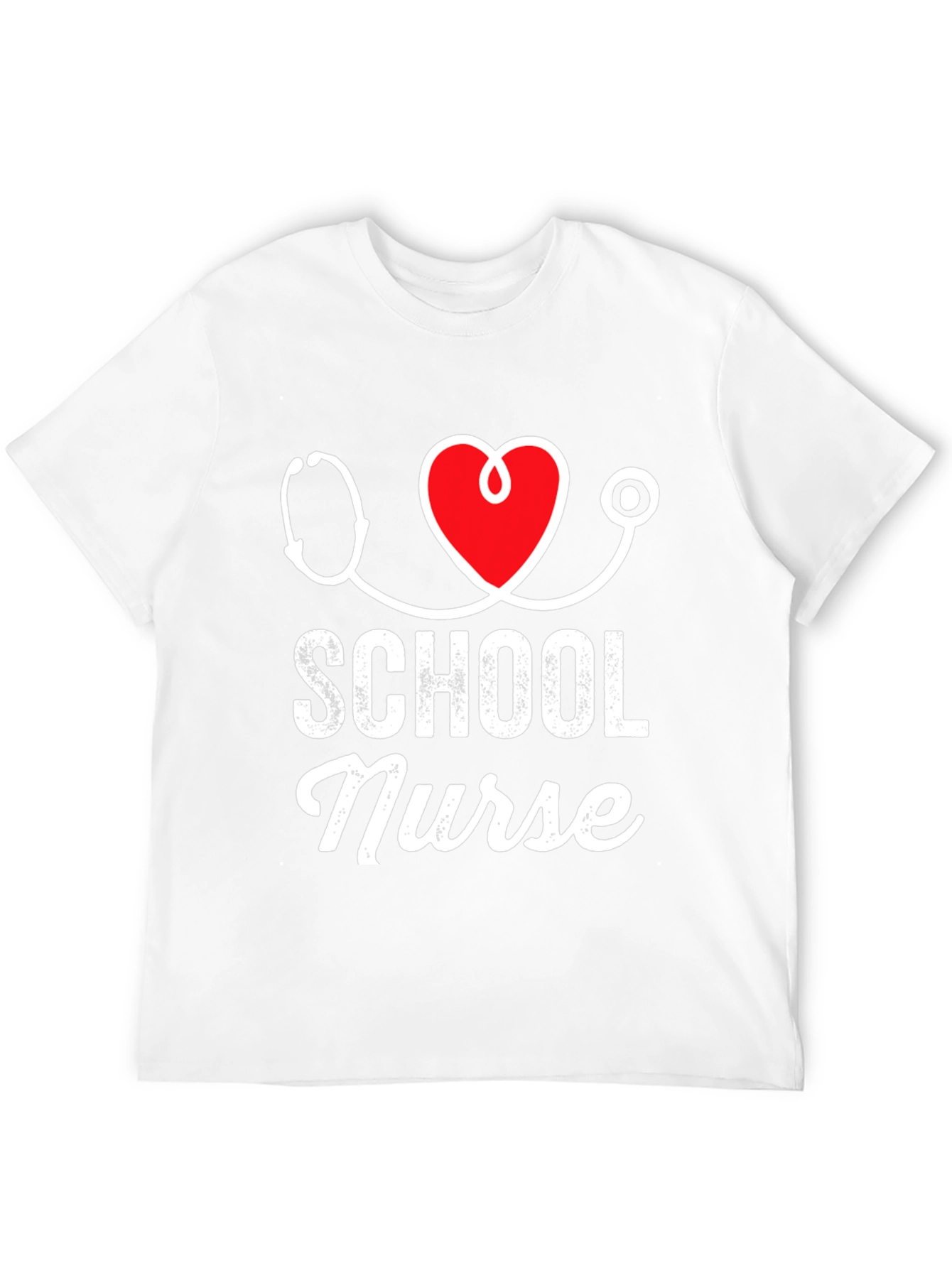 School Nurse T-Shirt - Stethoscope Heart Design
