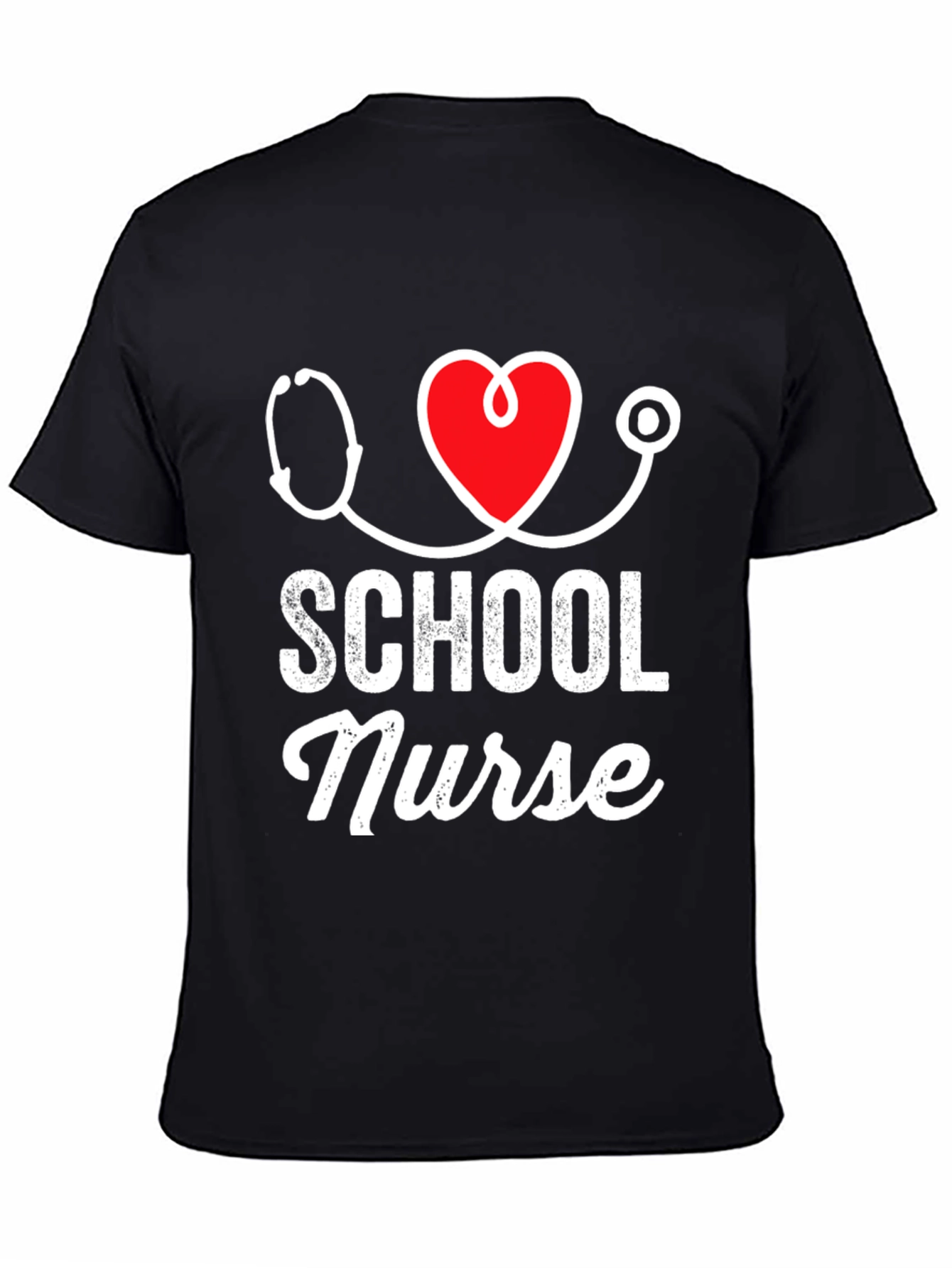 School Nurse T-Shirt - Stethoscope Heart Design