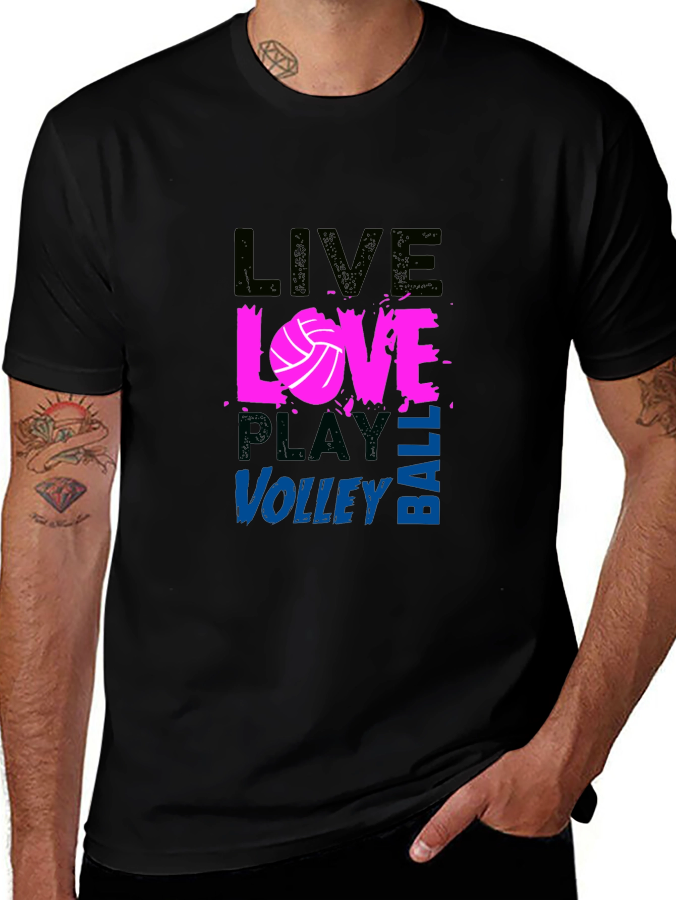Live Love Volleyball Graphic Tee - Black