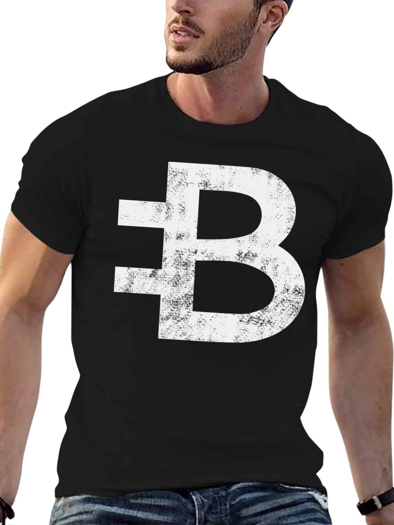 Bitcoin Distressed Logo Black T-Shirt