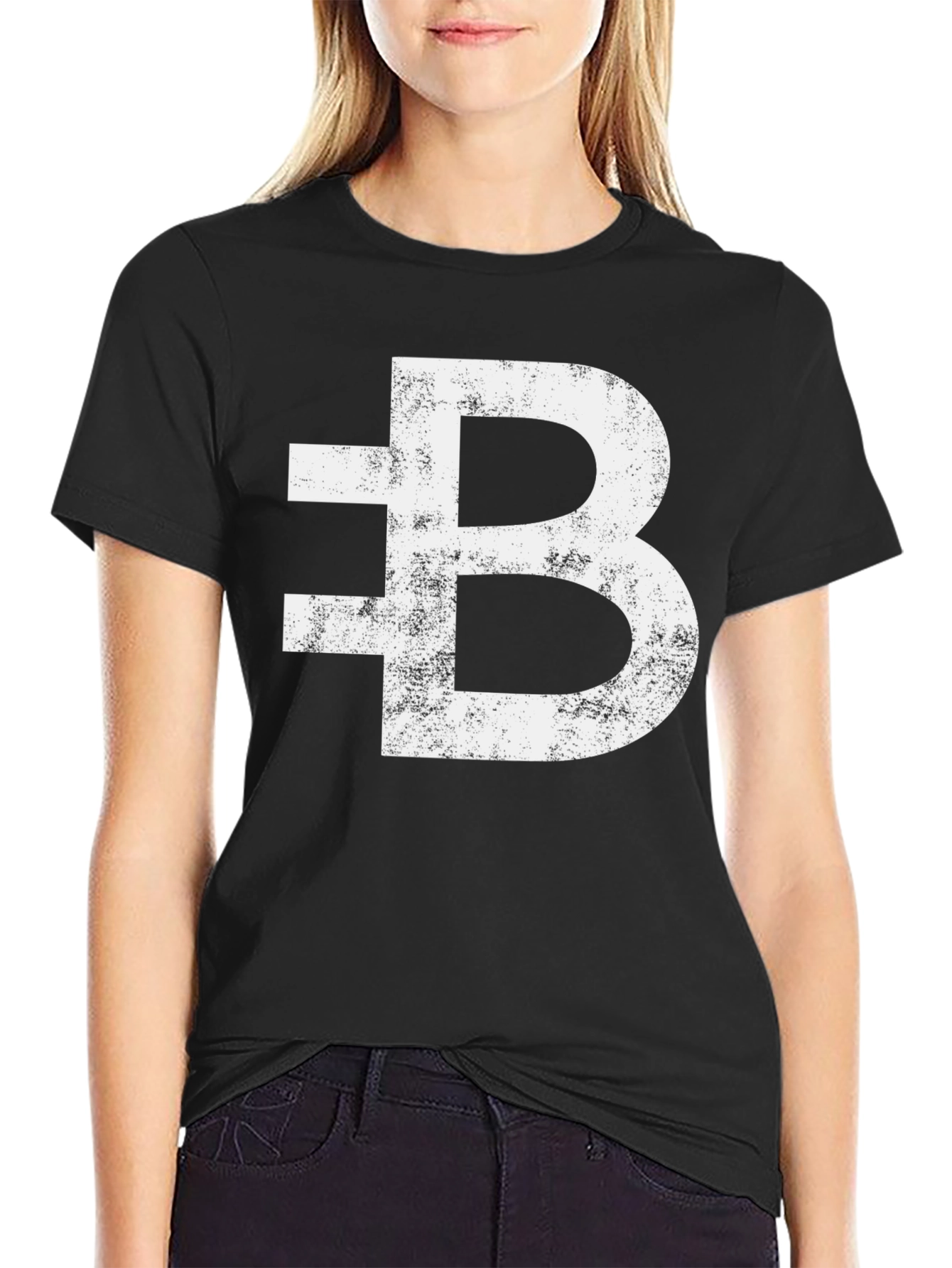 Bitcoin Distressed Logo Black T-Shirt