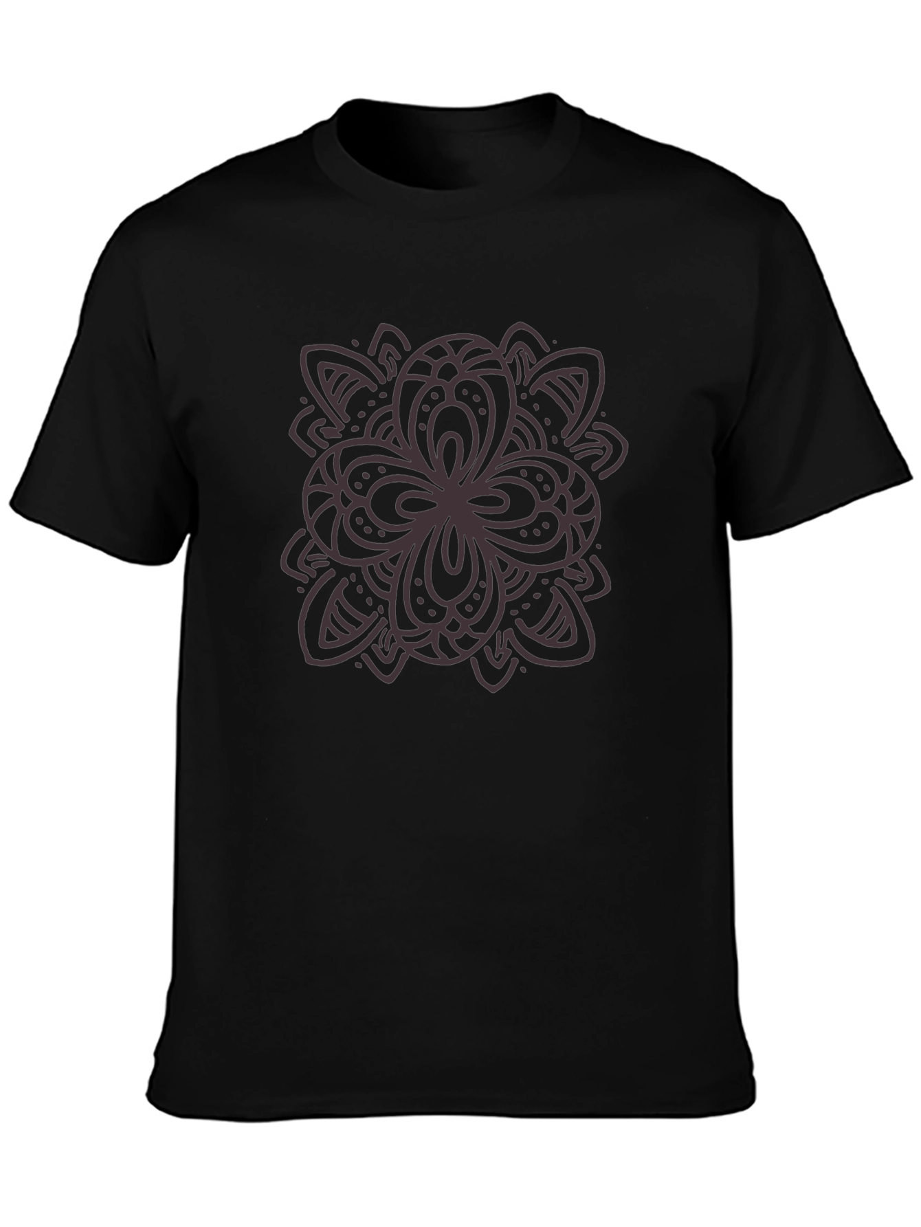 Black Graphic Tee - Floral Mandala Design