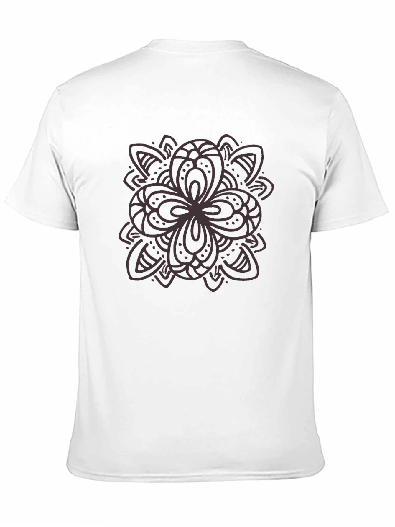 Black Graphic Tee - Floral Mandala Design
