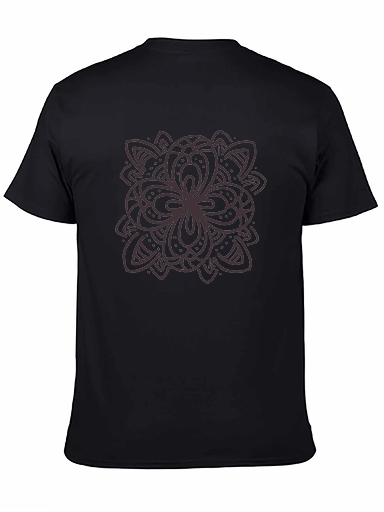 Black Graphic Tee - Floral Mandala Design