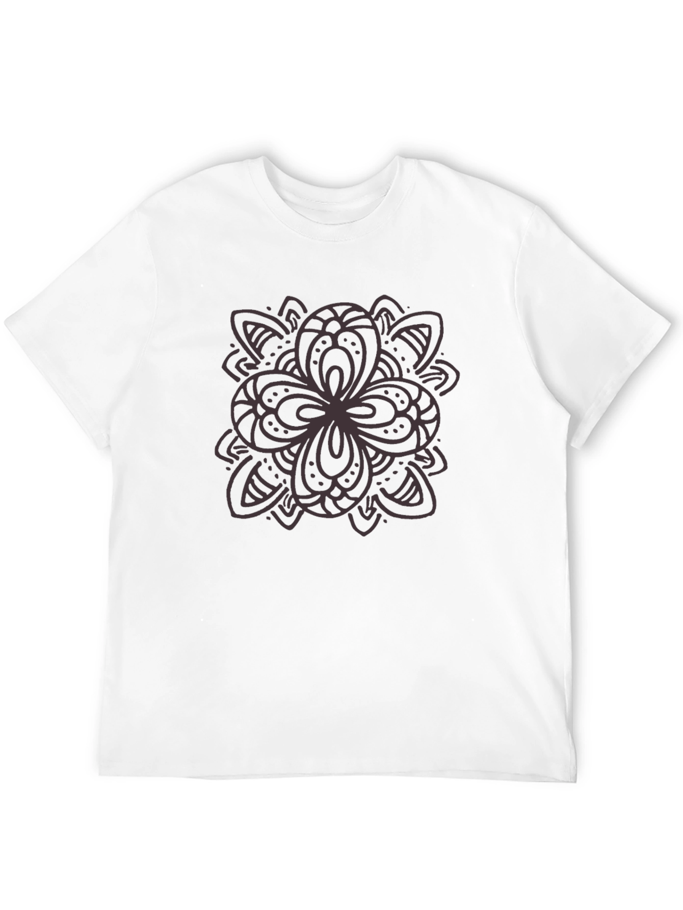 Black Graphic Tee - Floral Mandala Design