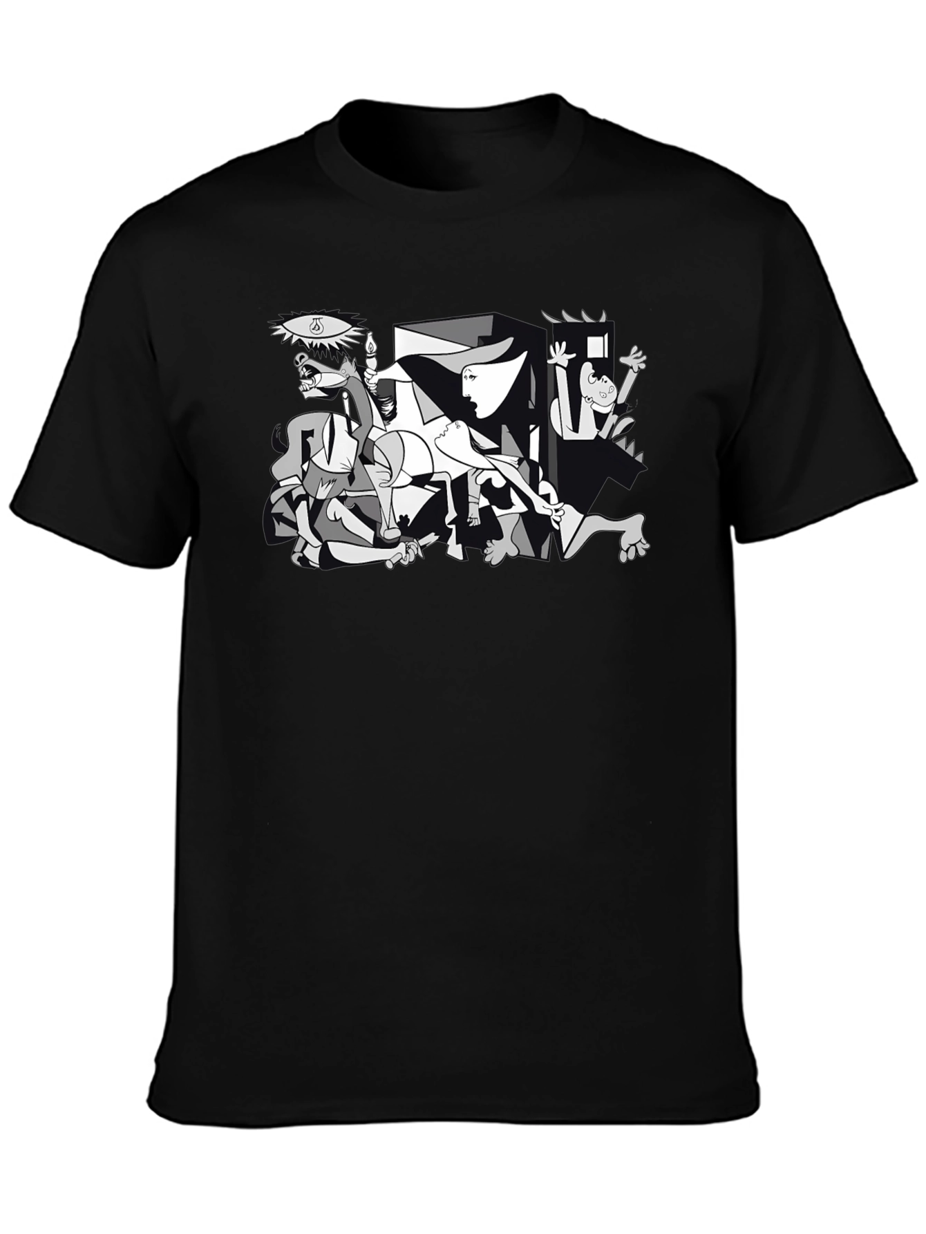 Guernica Style Graphic T-Shirt - Black