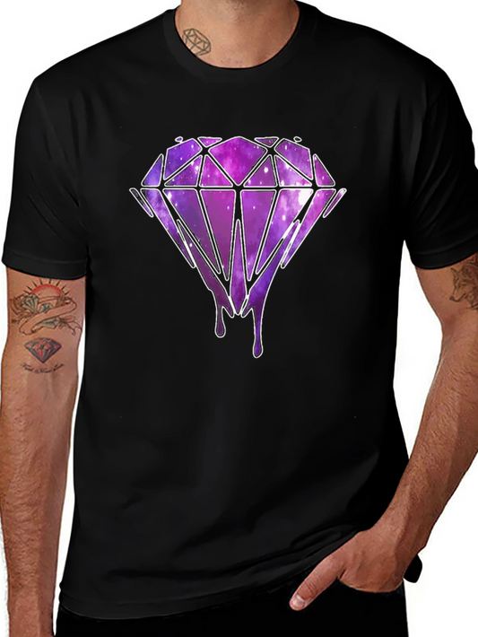 Dripping Diamond Graphic T-Shirt - Black