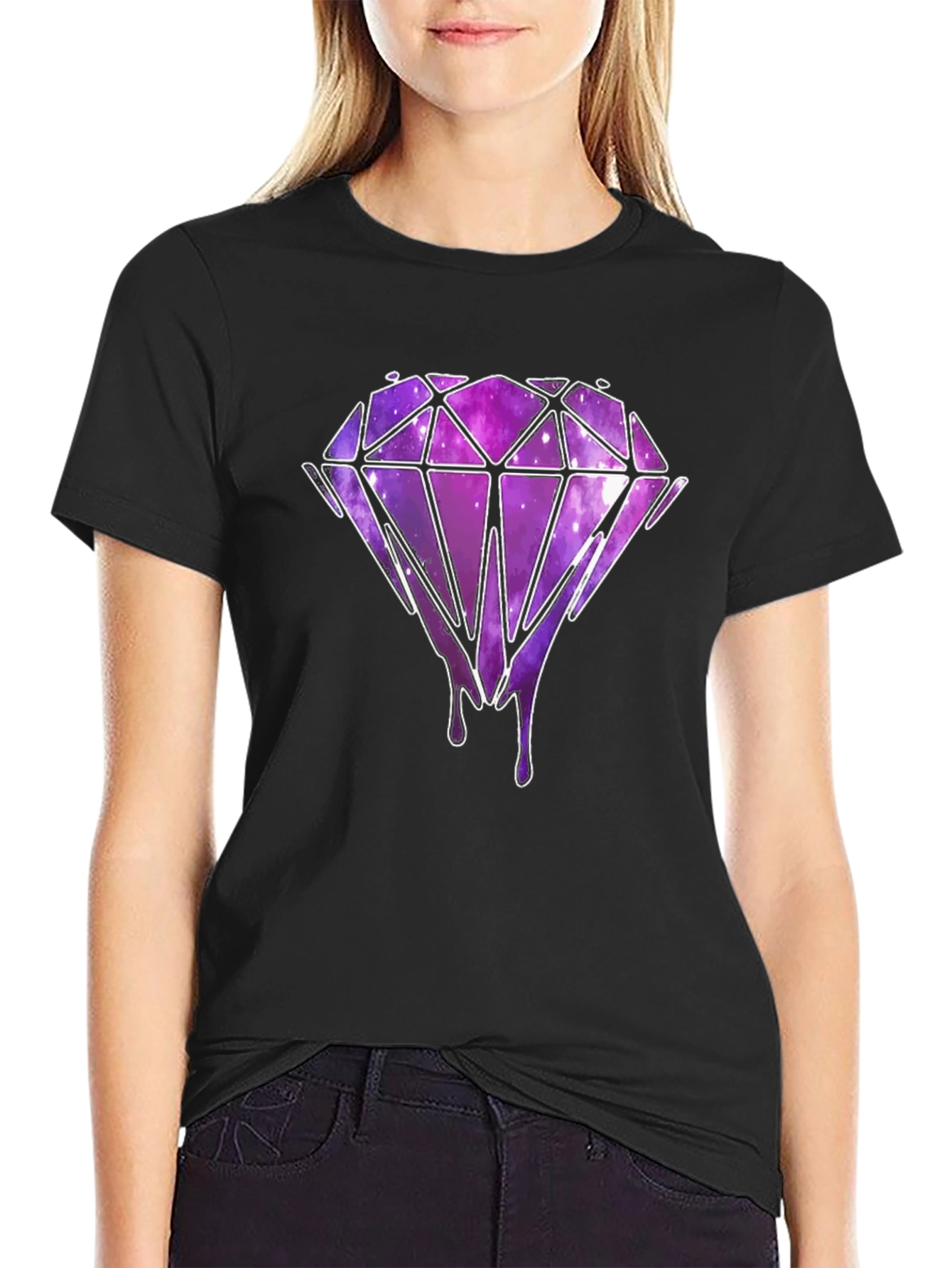 Dripping Diamond Graphic T-Shirt - Black