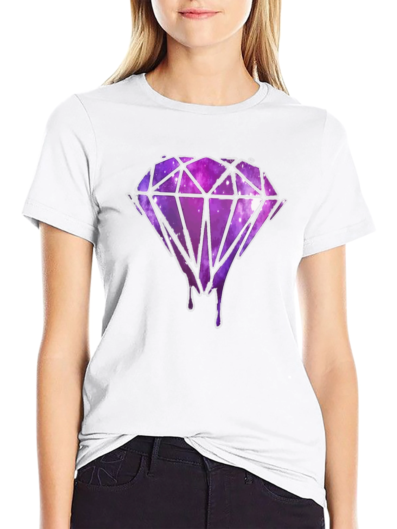 Dripping Diamond Graphic T-Shirt - Black