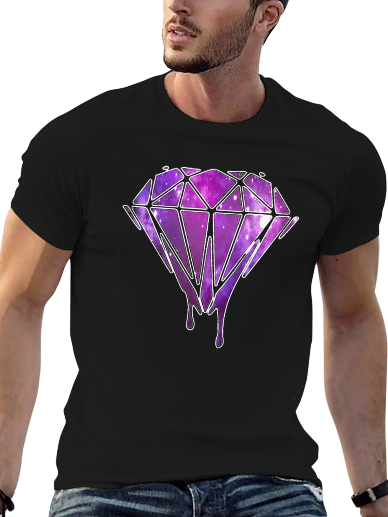 Dripping Diamond Graphic T-Shirt - Black