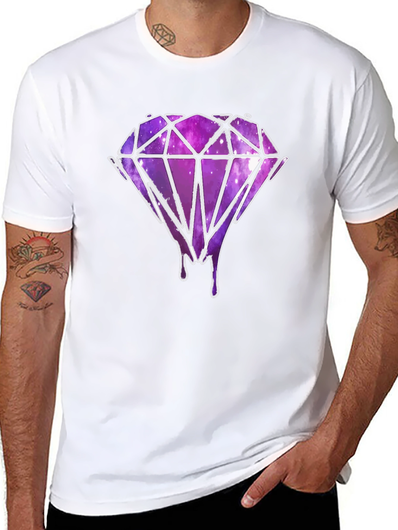 Dripping Diamond Graphic T-Shirt - Black