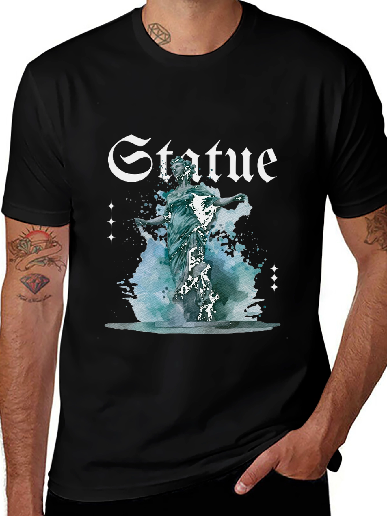Statue Graphic Print Black T-Shirt