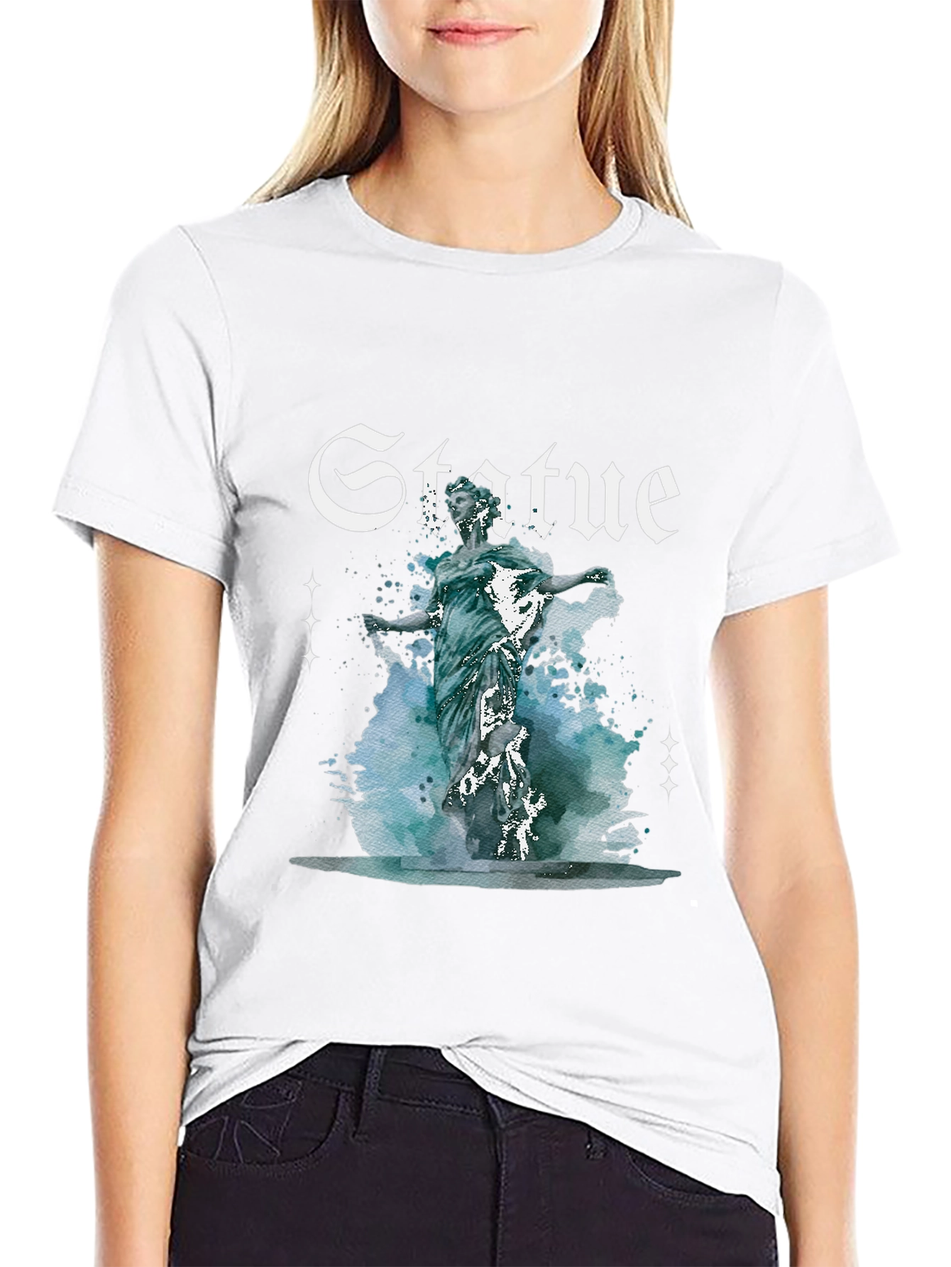 Statue Graphic Print Black T-Shirt