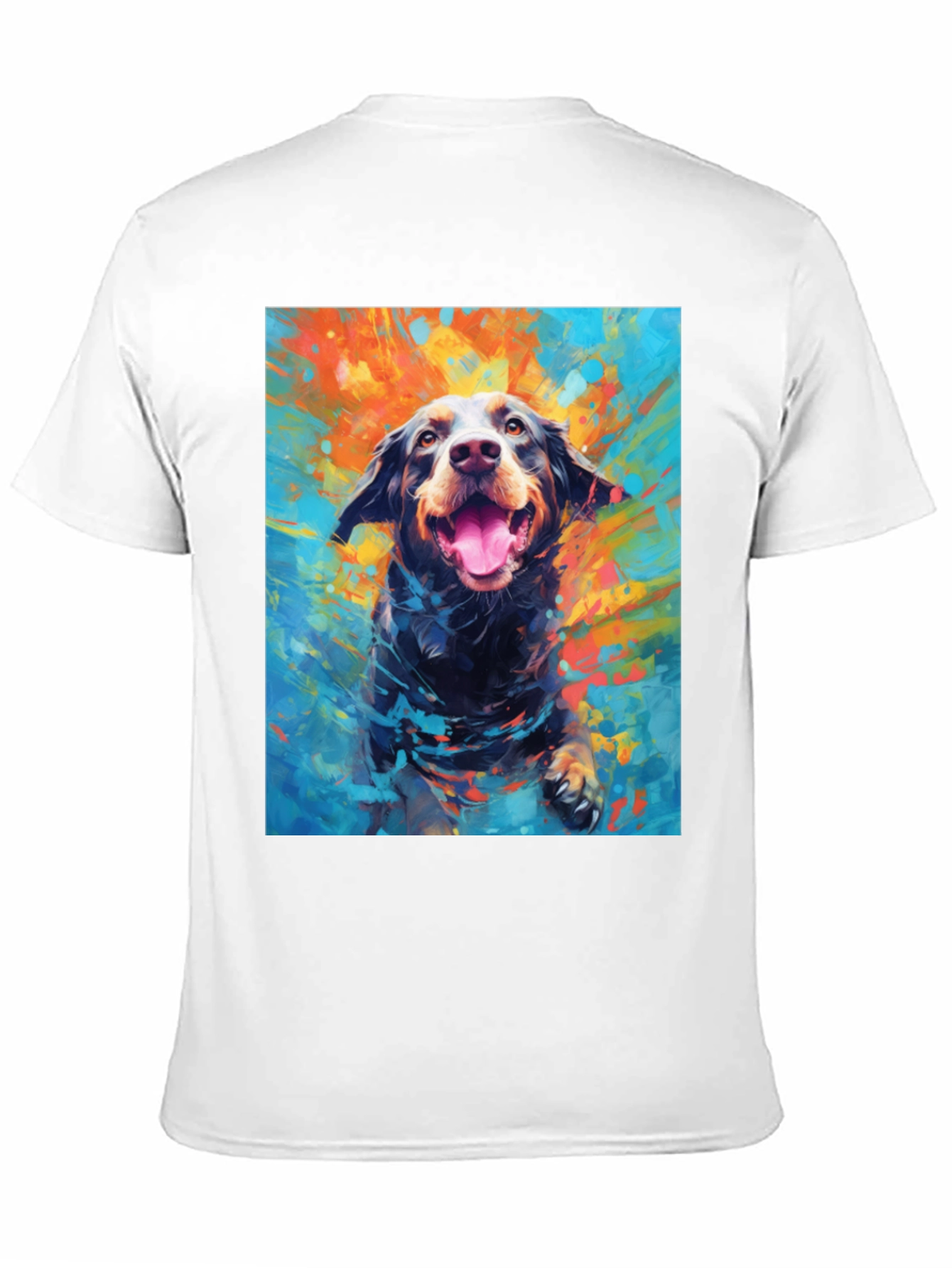 Dog Art Print Mens Black T-Shirt
