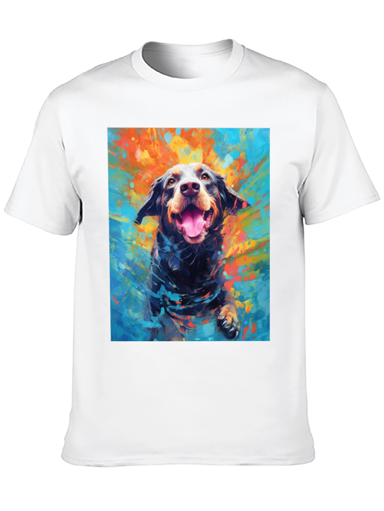 Dog Art Print Mens Black T-Shirt