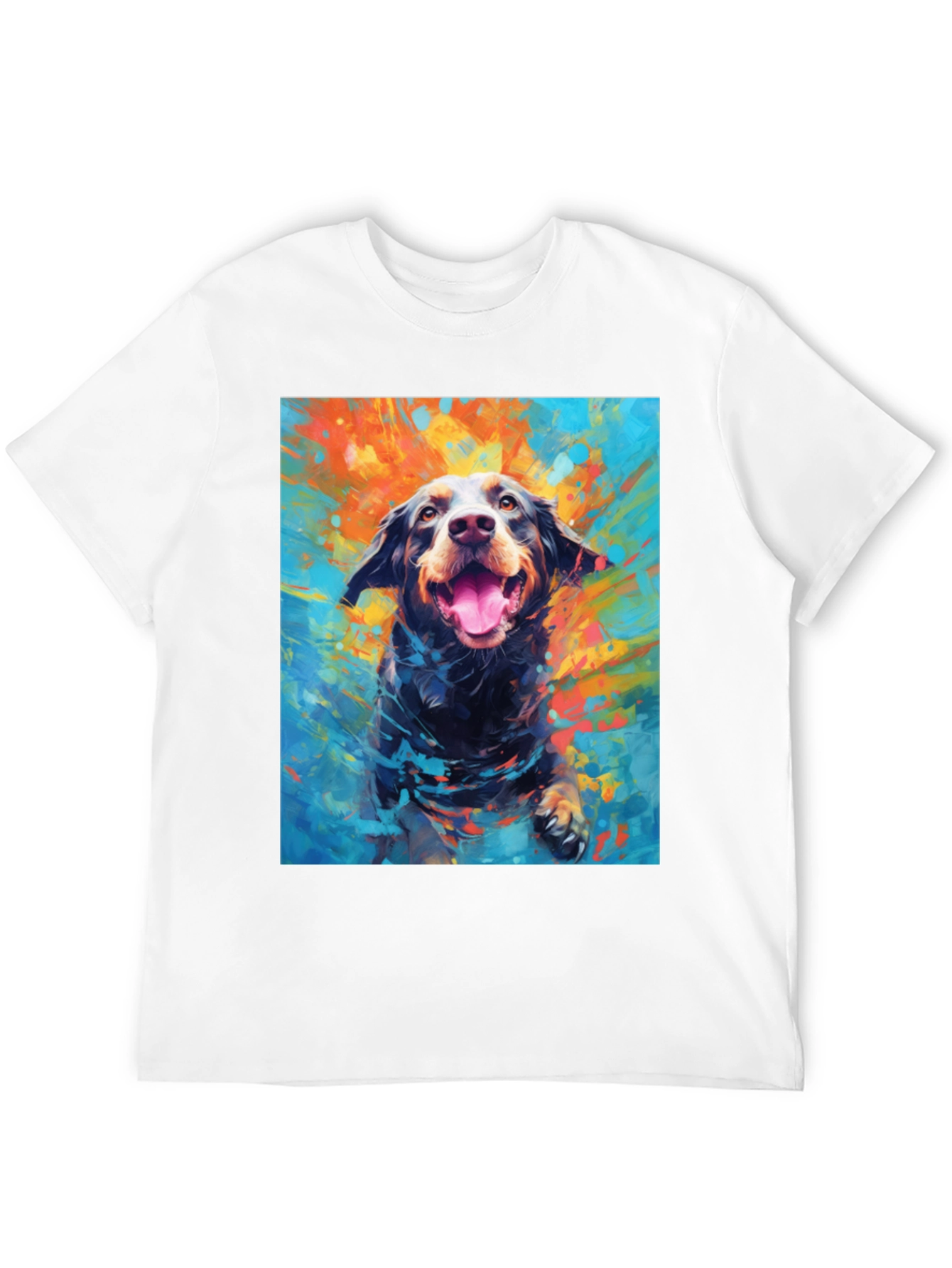 Dog Art Print Mens Black T-Shirt