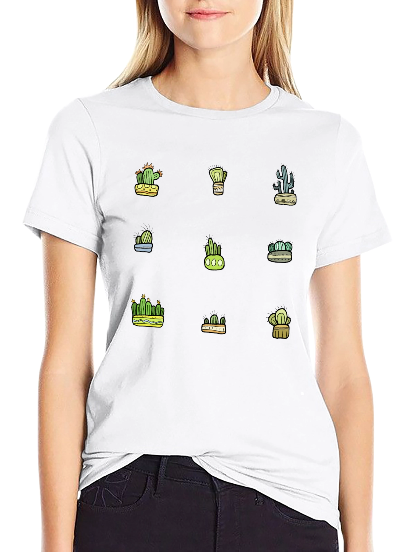 Cactus Print Tee - Stylish Desert Plants Graphic T-Shirt