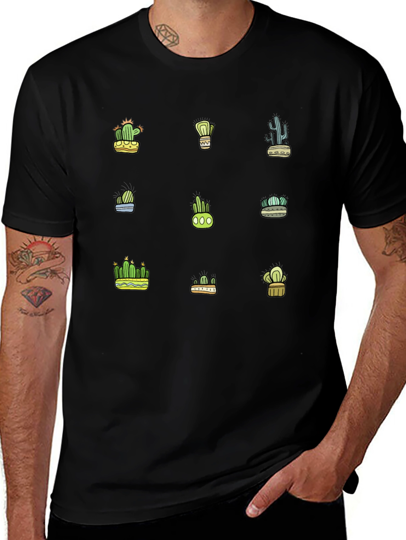 Cactus Print Tee - Stylish Desert Plants Graphic T-Shirt